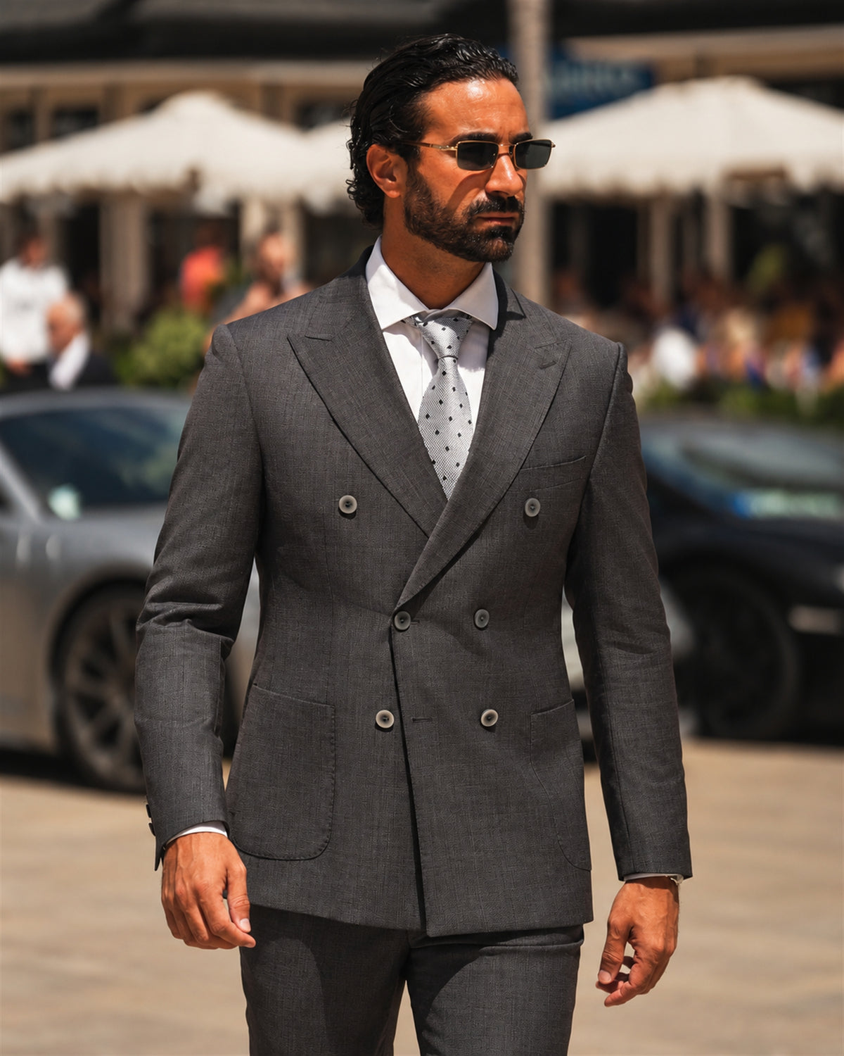 Brown Slim-Fit Double-Breasted Wool Suit