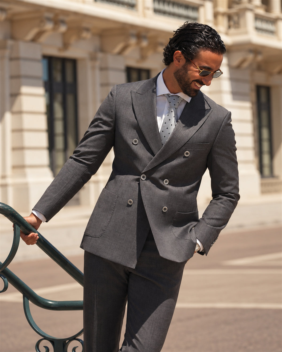 Brown Slim-Fit Double-Breasted Wool Suit