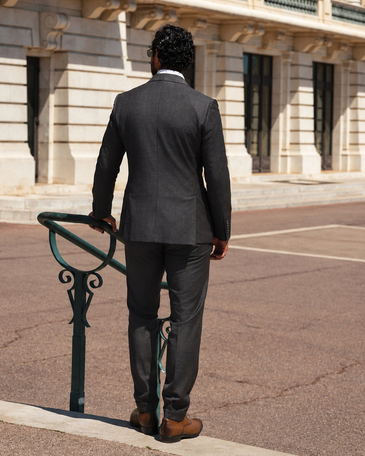 Brown Slim-Fit Double-Breasted Wool Suit