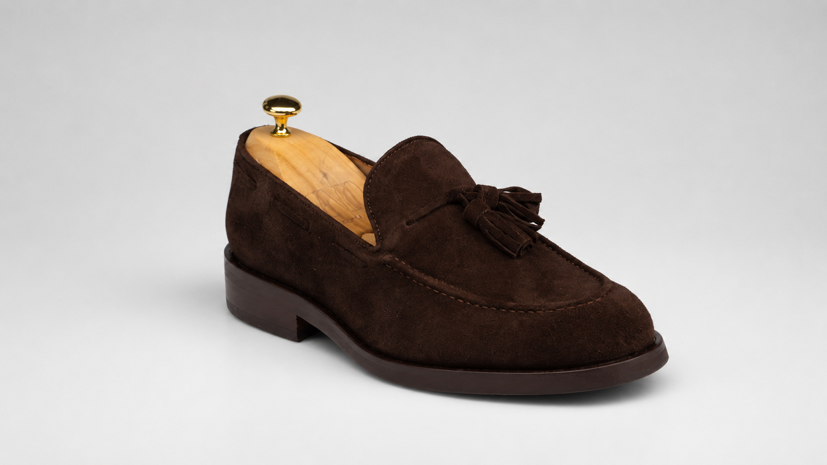 Brauner Tassel-Loafer aus Veloursleder