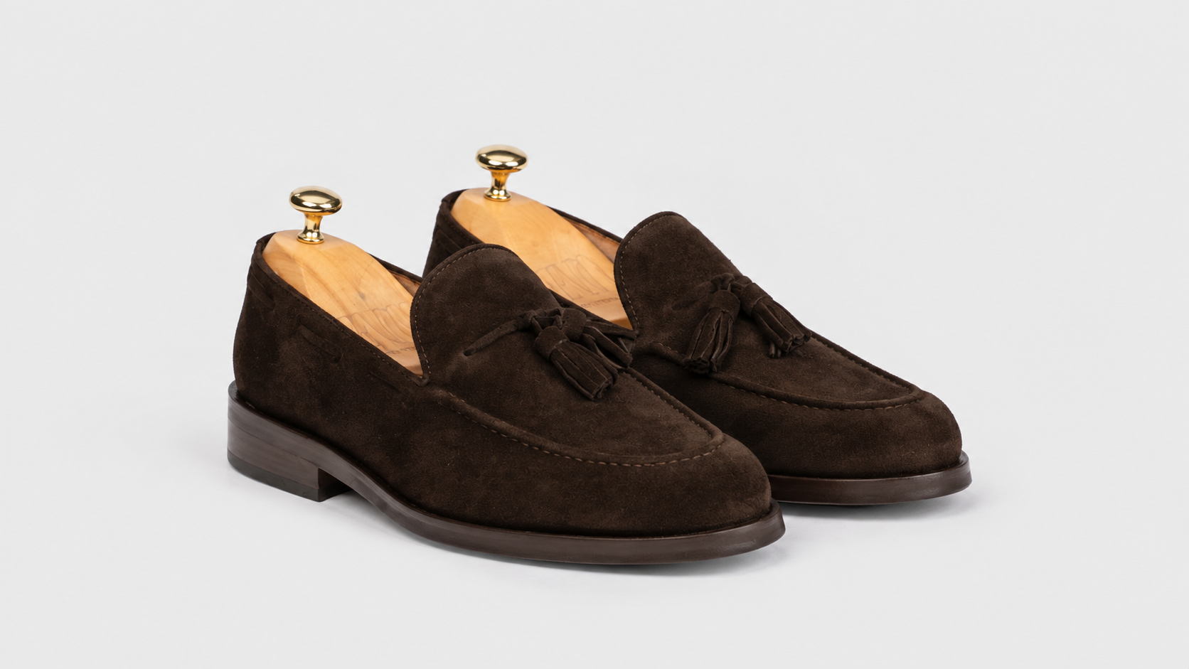 Brauner Tassel-Loafer aus Veloursleder