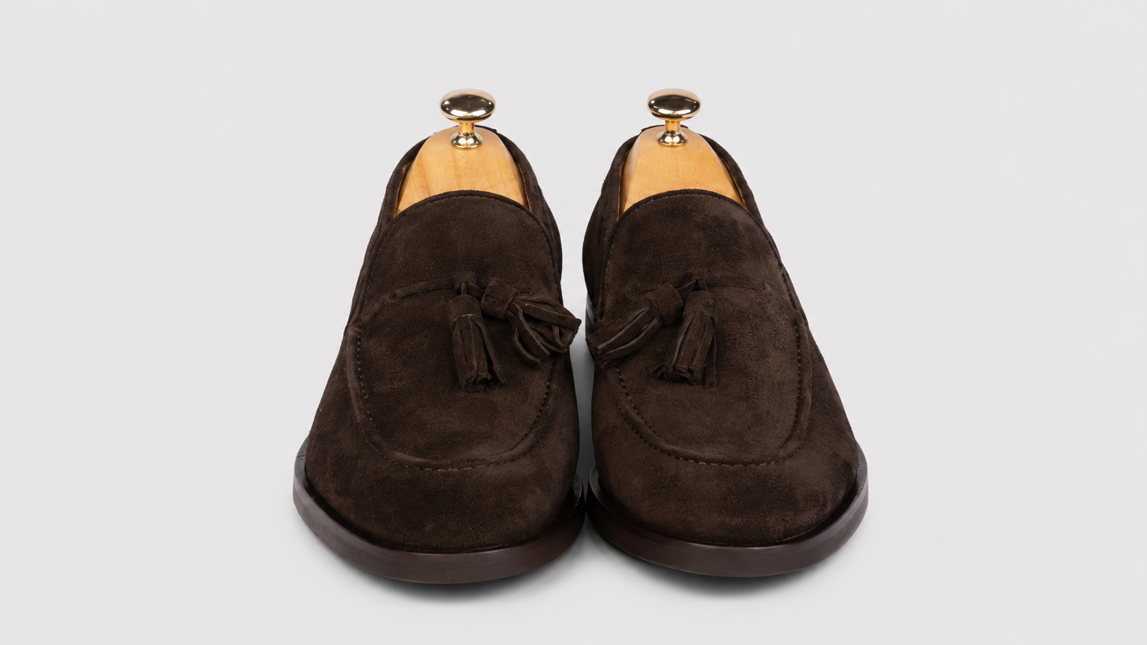 Brauner Tassel-Loafer aus Veloursleder