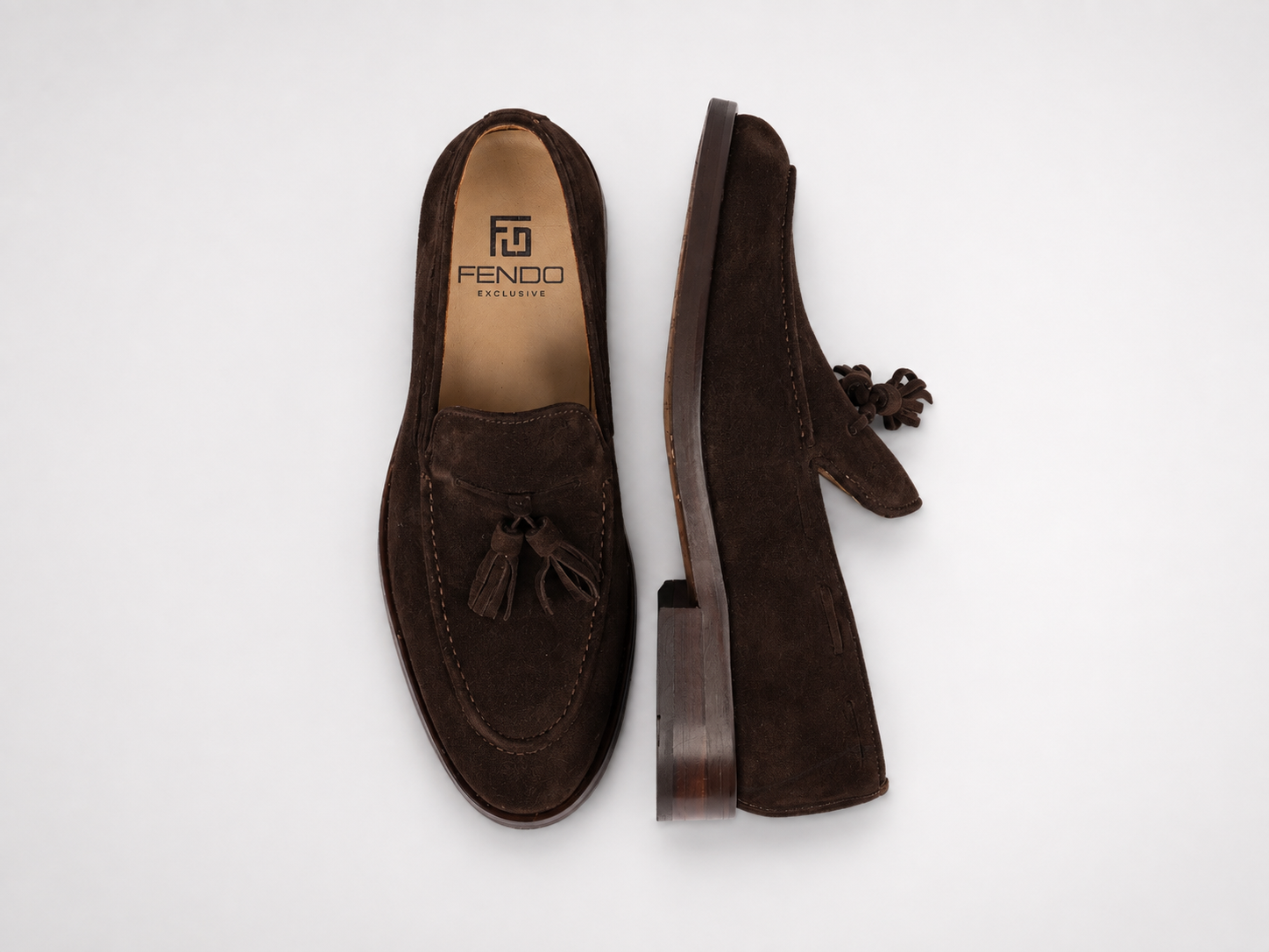 Brauner Tassel-Loafer aus Veloursleder