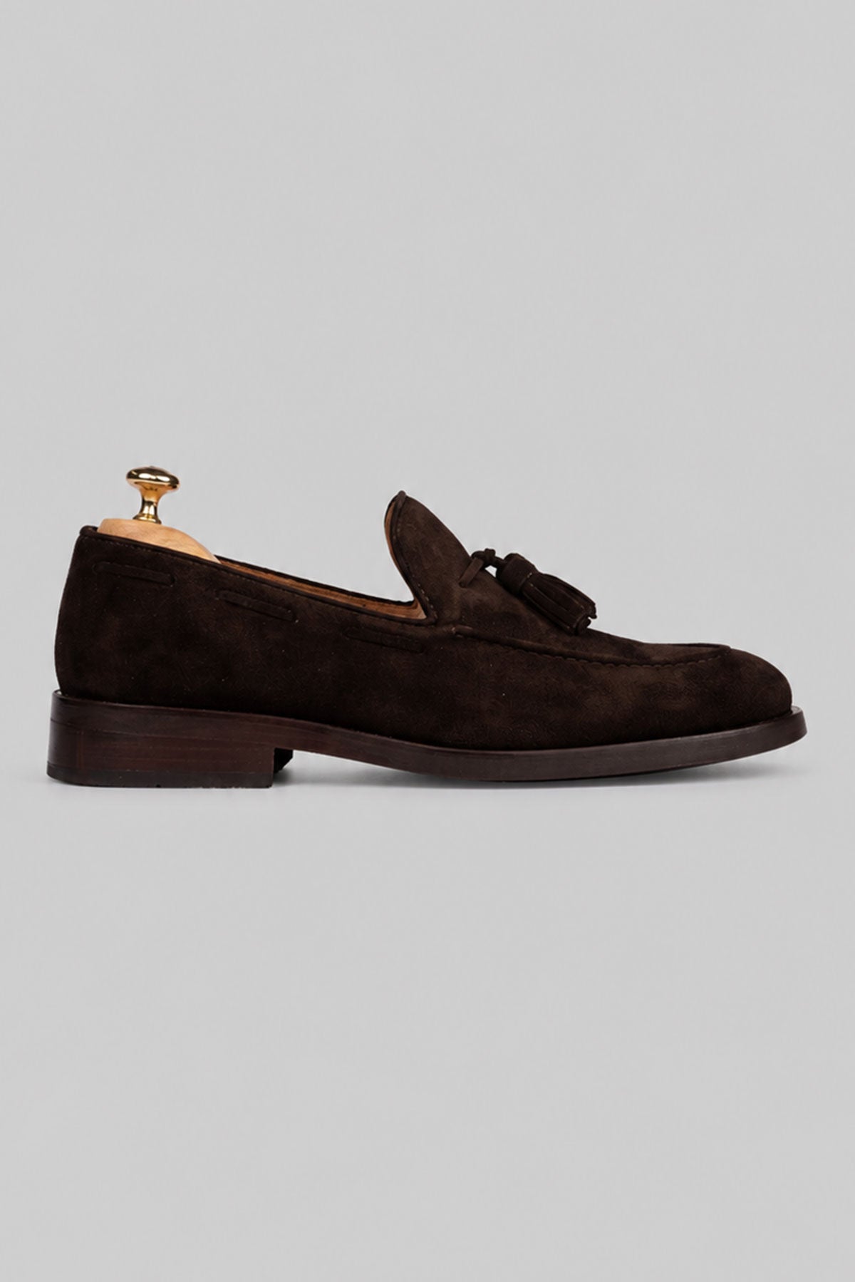 Brauner Tassel-Loafer aus Veloursleder