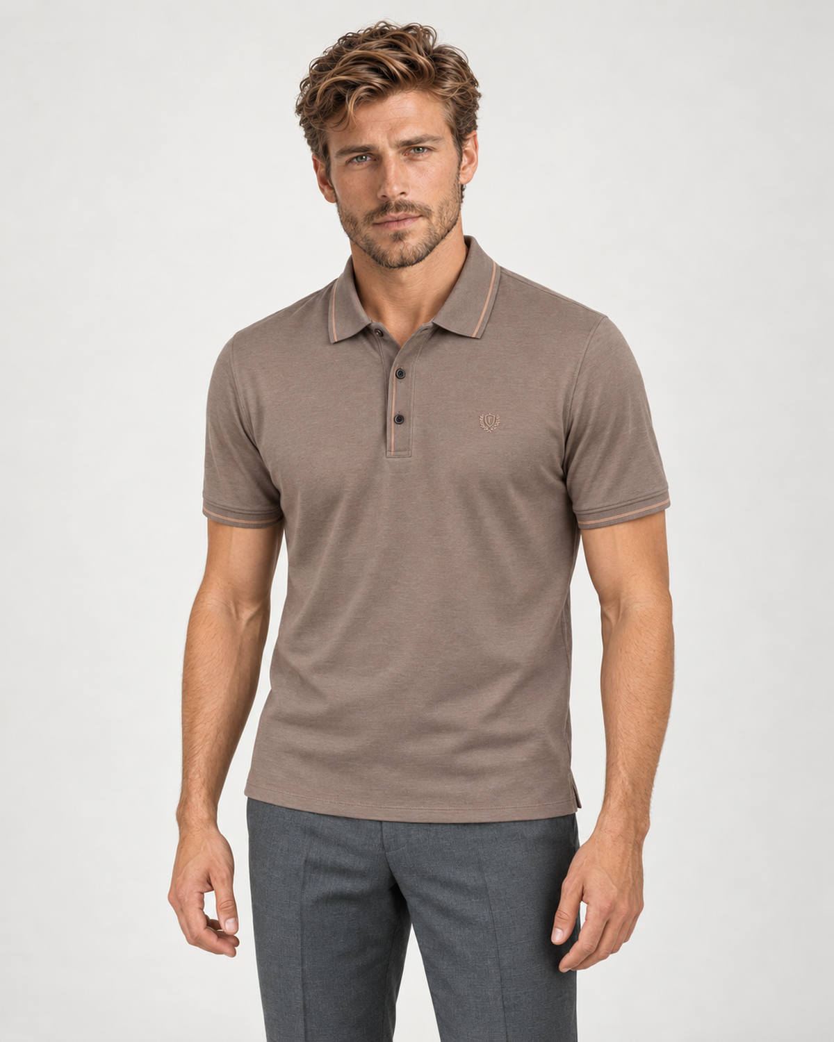 Braunes Baumwolle-Polo-Shirt