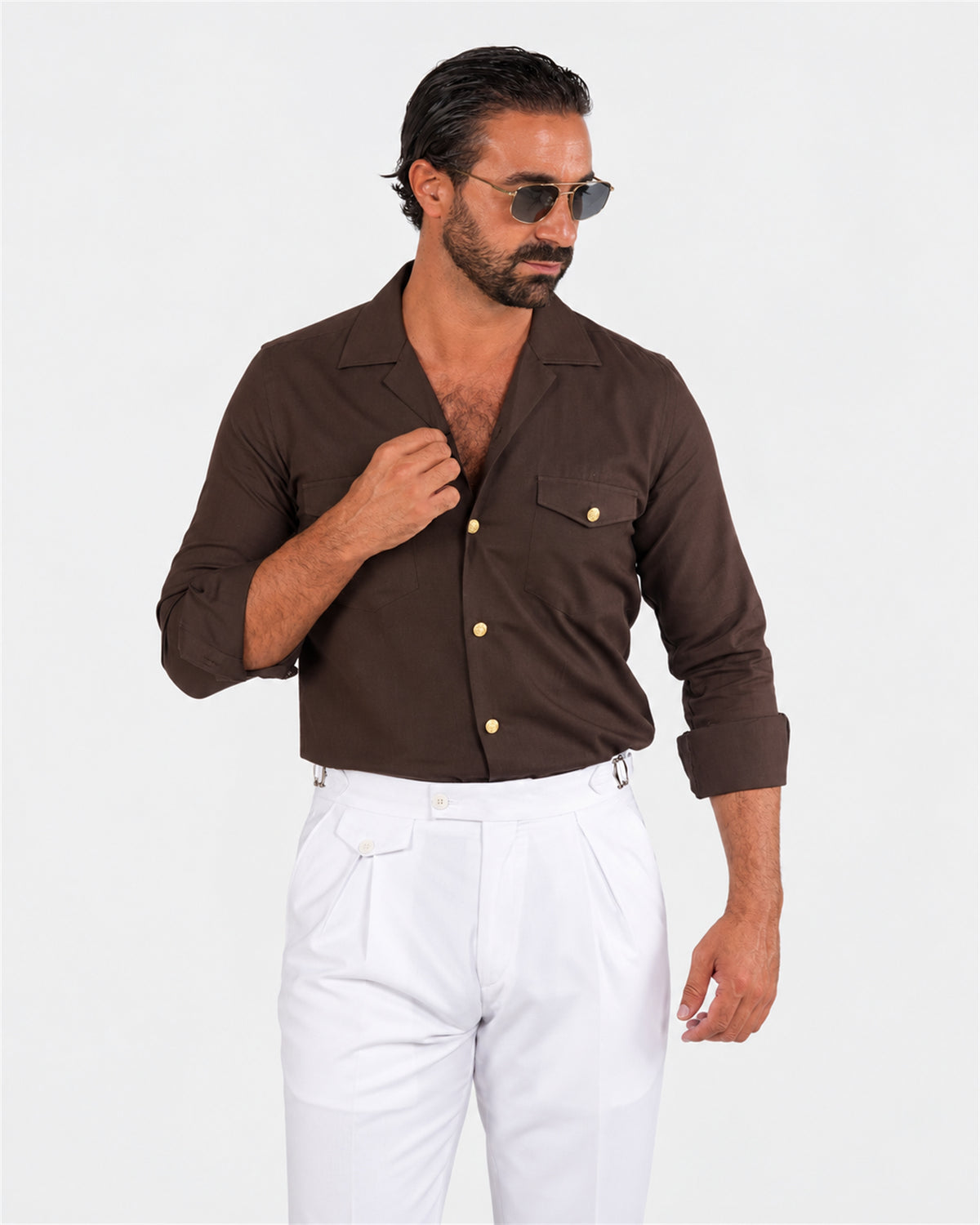 Braunes Safari-Hemd