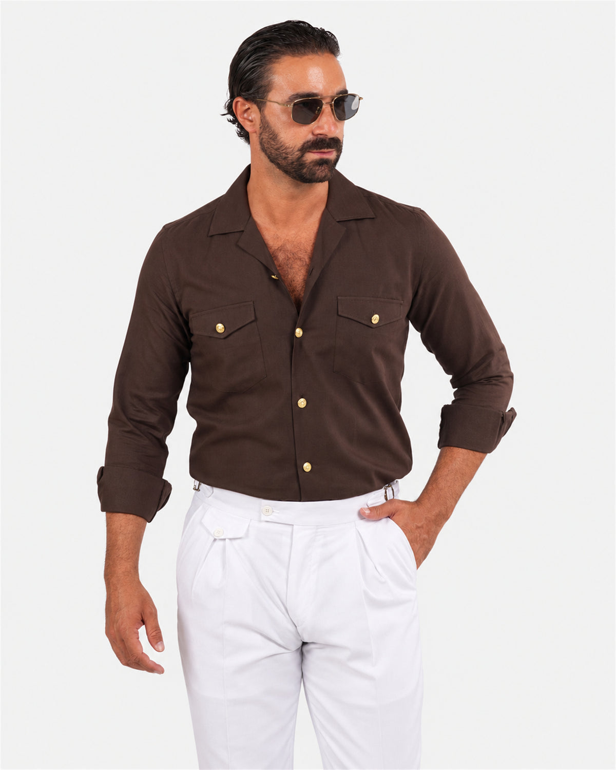 Braunes Safari-Hemd