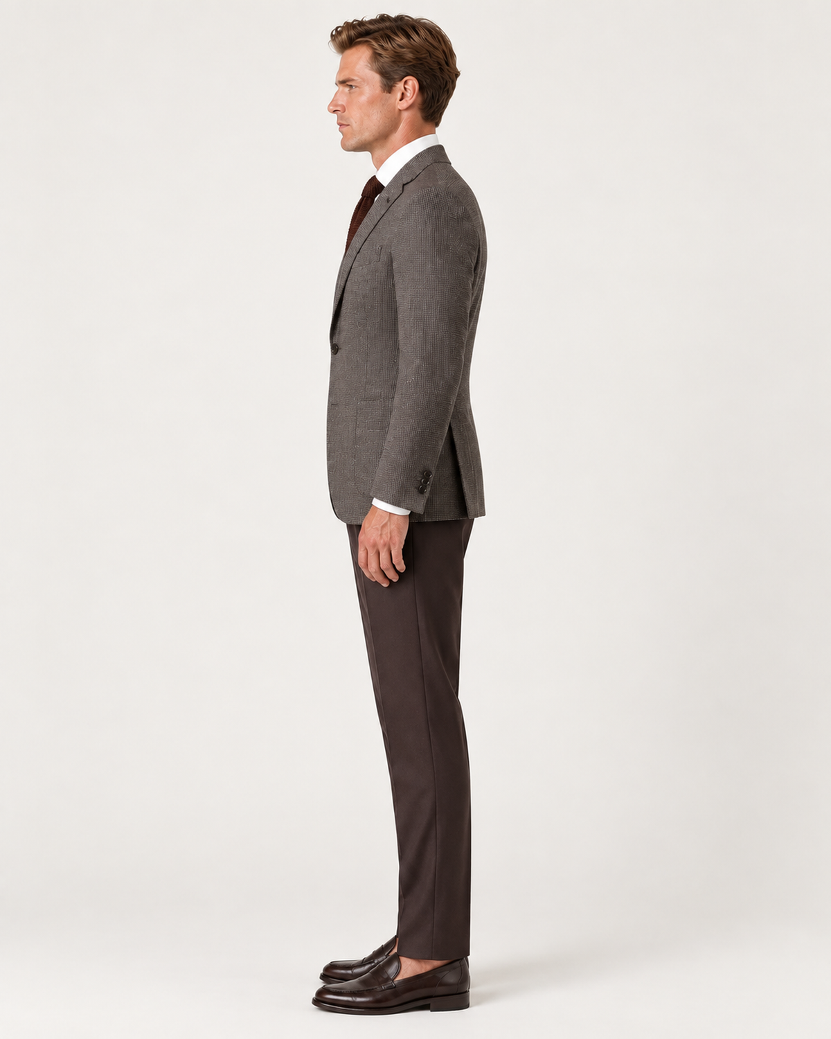 Braun gemustert Slim Fit Single Breasted Sakko