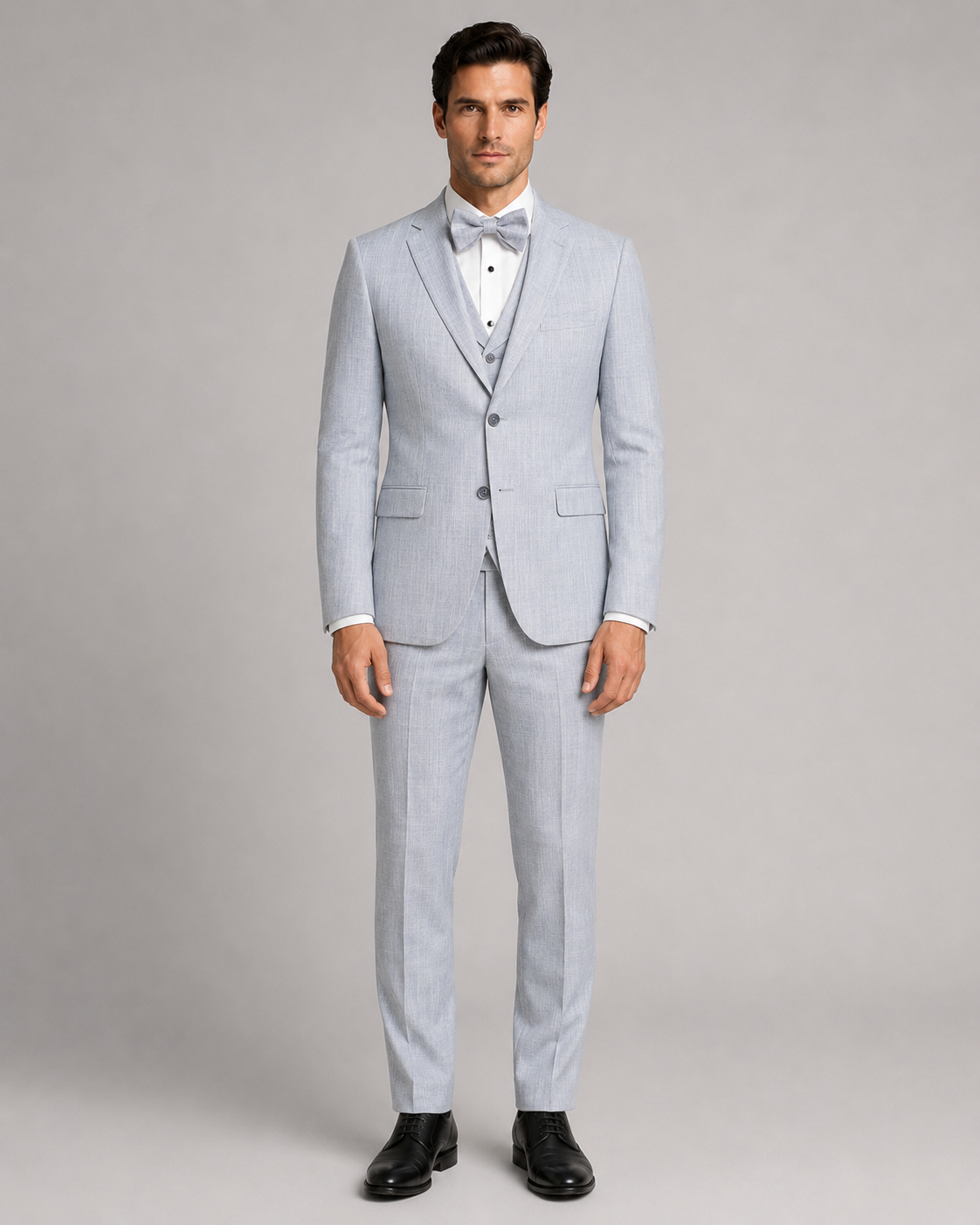 Hellblau gemustert Modern Fit Einreihiger Anzug