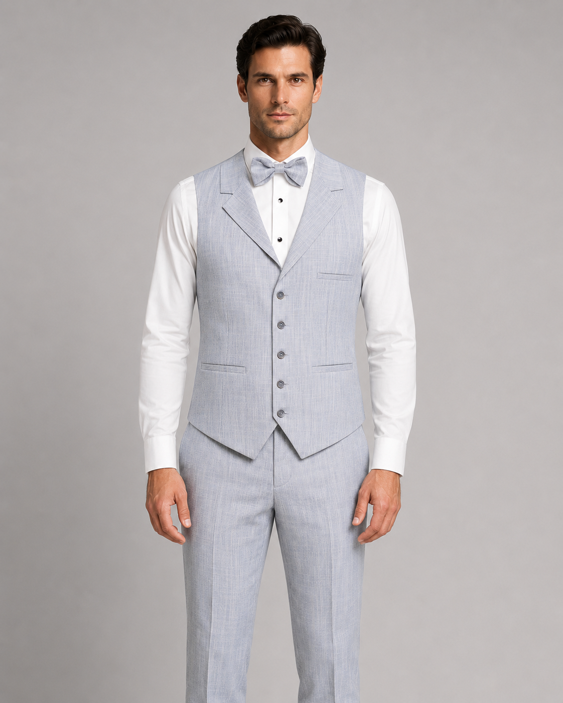 Hellblau gemustert Modern Fit Einreihiger Anzug