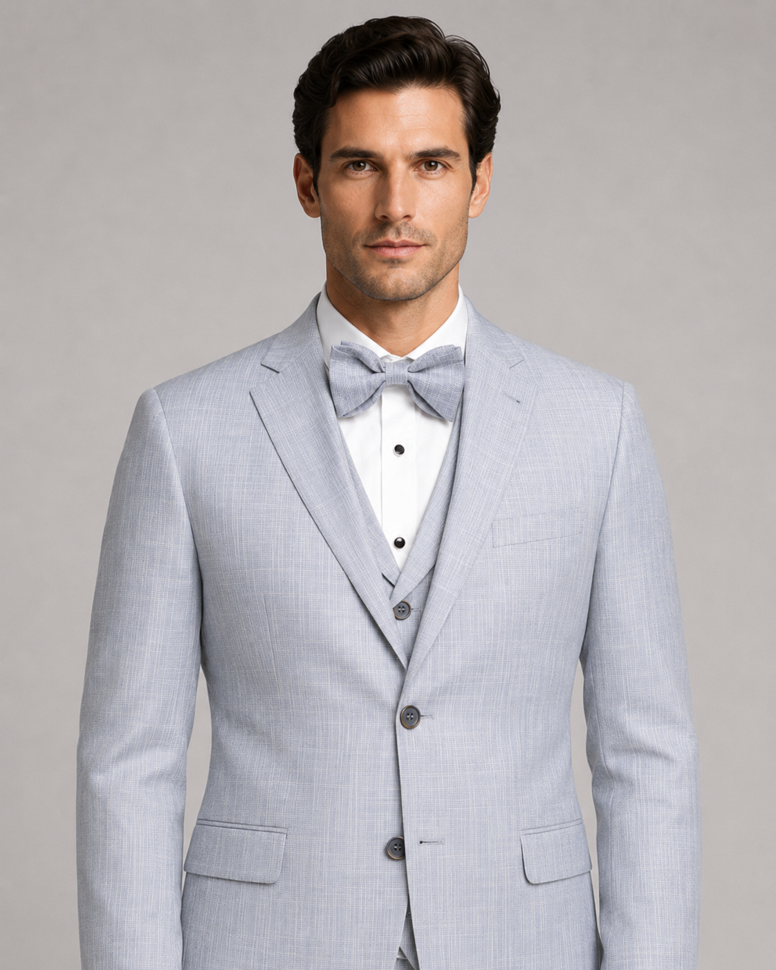 Hellblau gemustert Modern Fit Einreihiger Anzug
