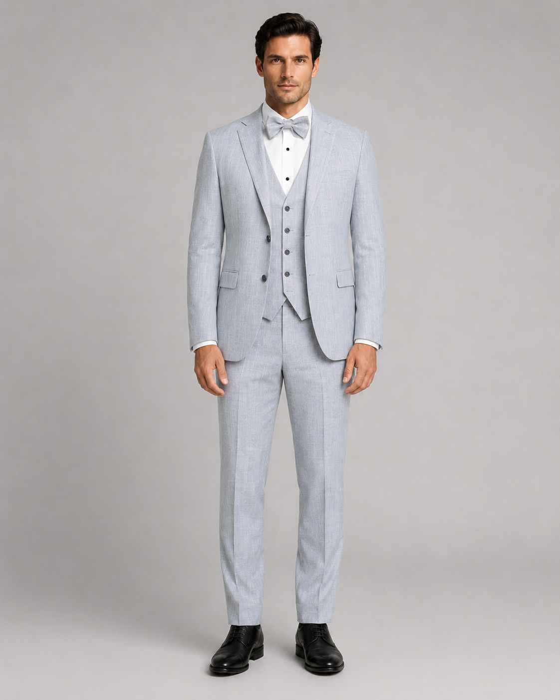 Hellblau gemustert Modern Fit Einreihiger Anzug