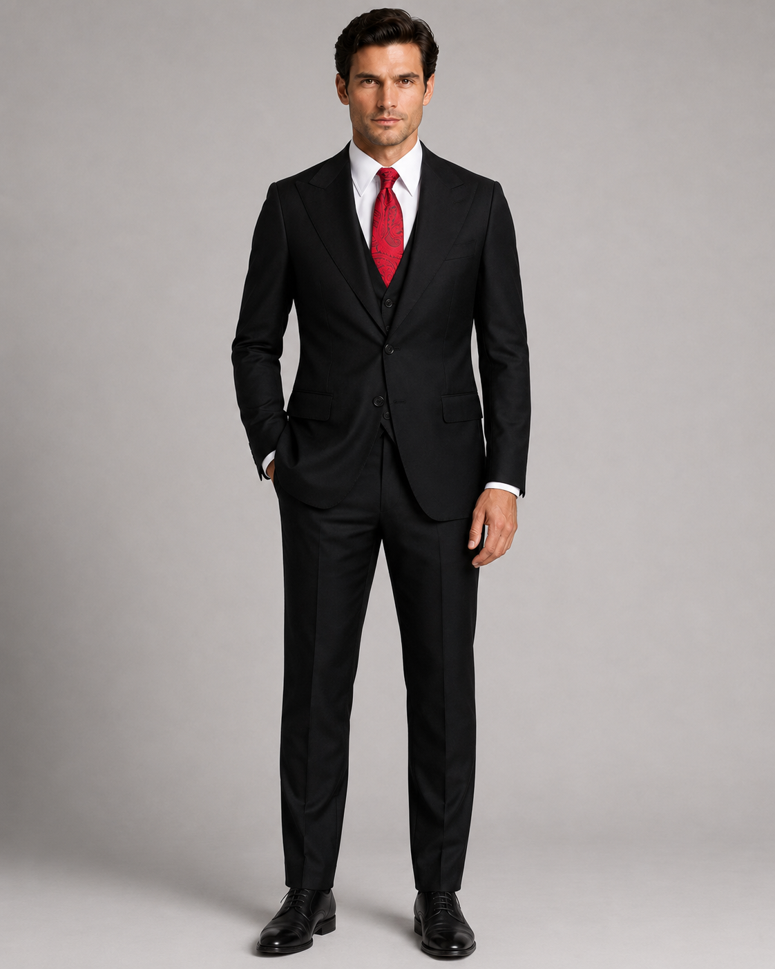 Schwarzer einreihiger Anzug Modern Fit