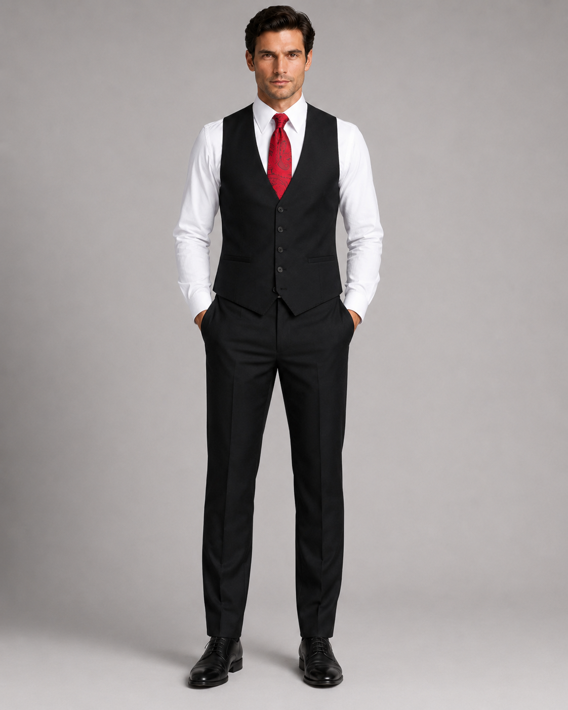 Schwarzer einreihiger Anzug Modern Fit