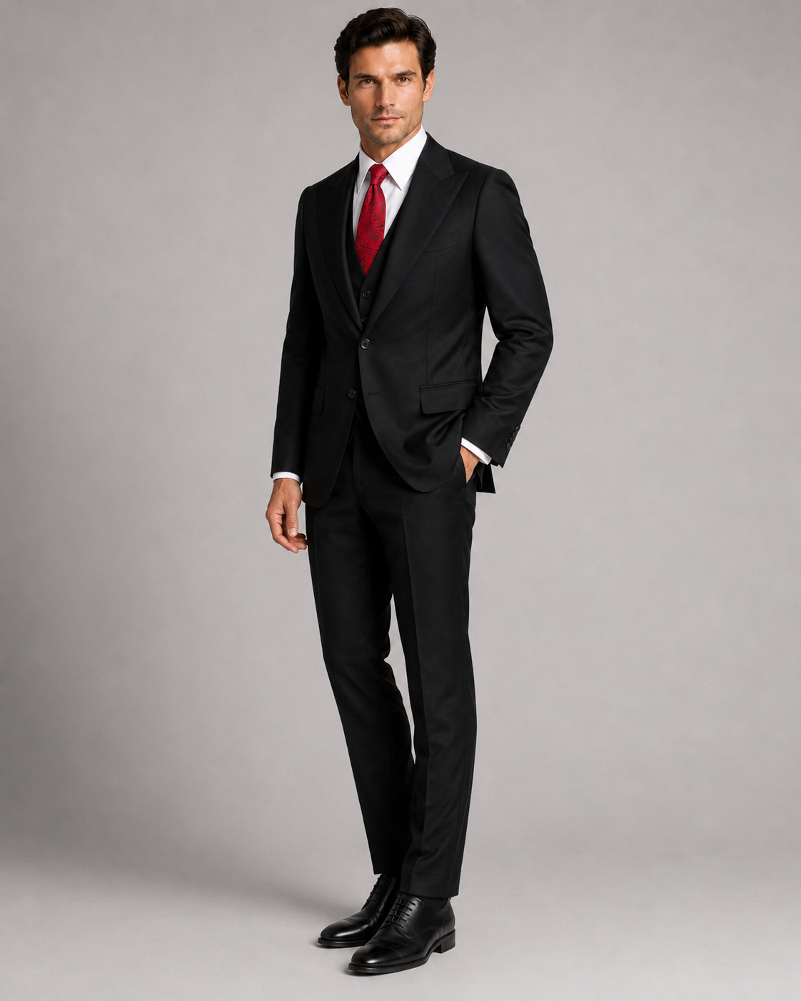 Schwarzer einreihiger Anzug Modern Fit