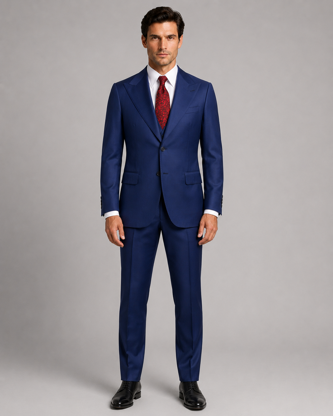 Navy blau Modern Fit Einreihiger Anzug