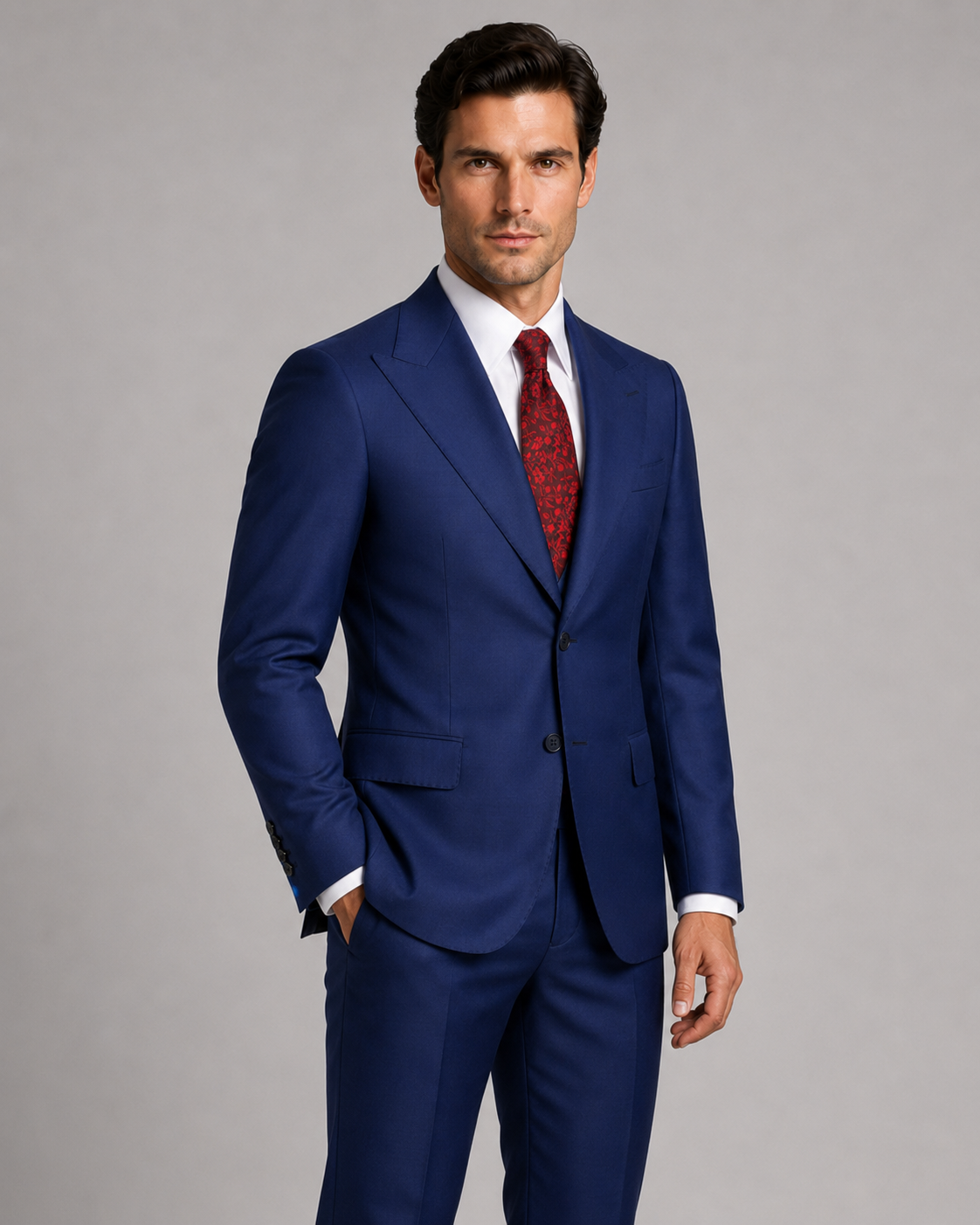Navy blau Modern Fit Einreihiger Anzug