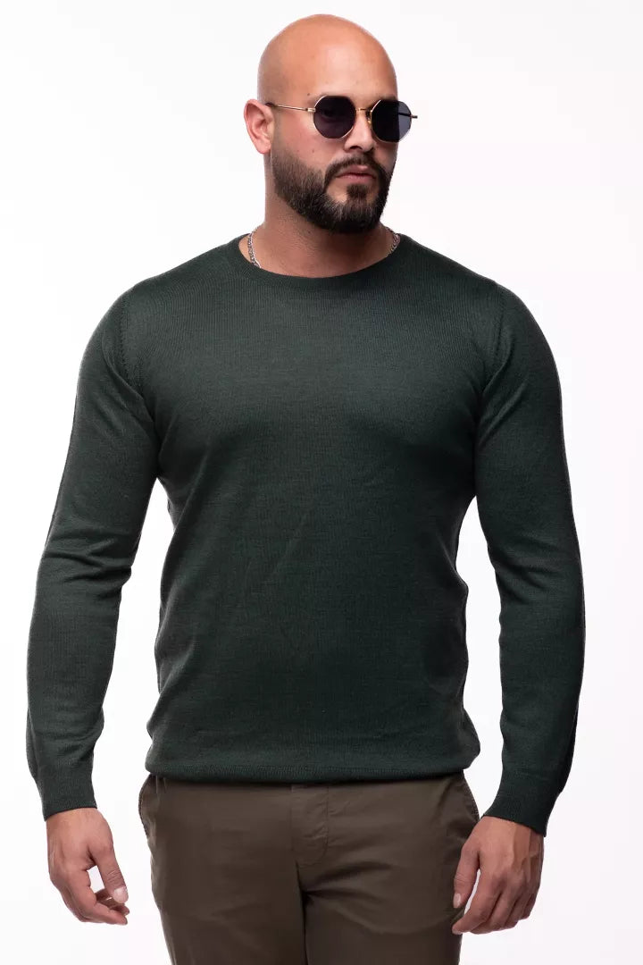 English Klassischer Pullover mit Rundhalsausschnitt in Grün