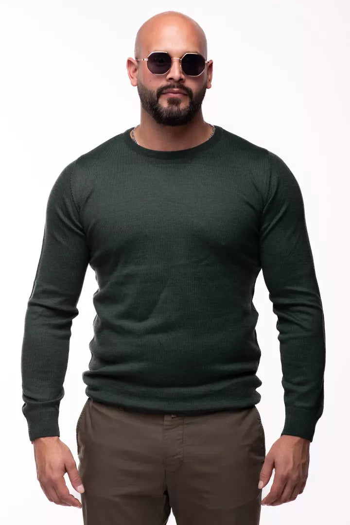 English Klassischer Pullover mit Rundhalsausschnitt in Grün