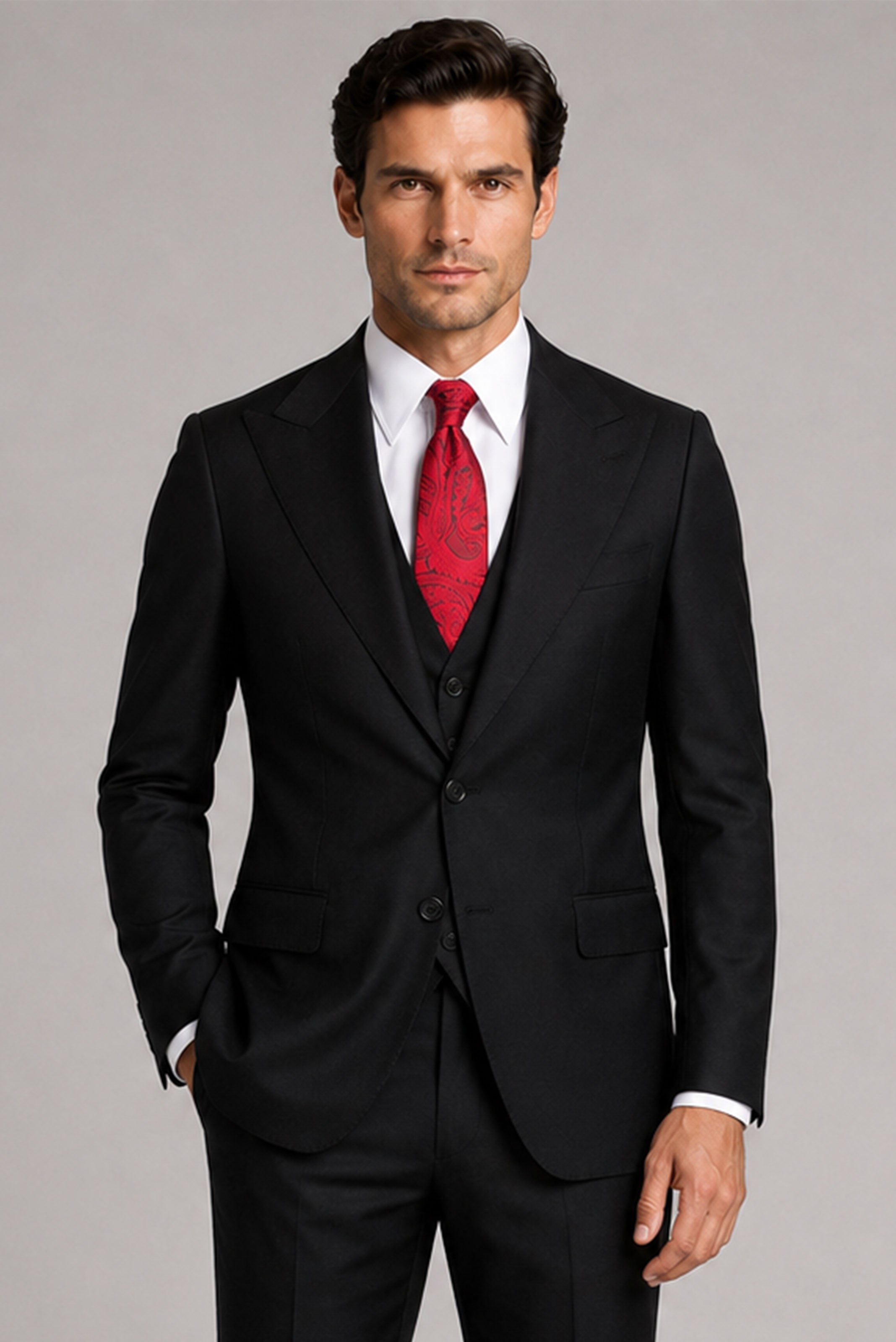 Schwarzer einreihiger Anzug Modern Fit