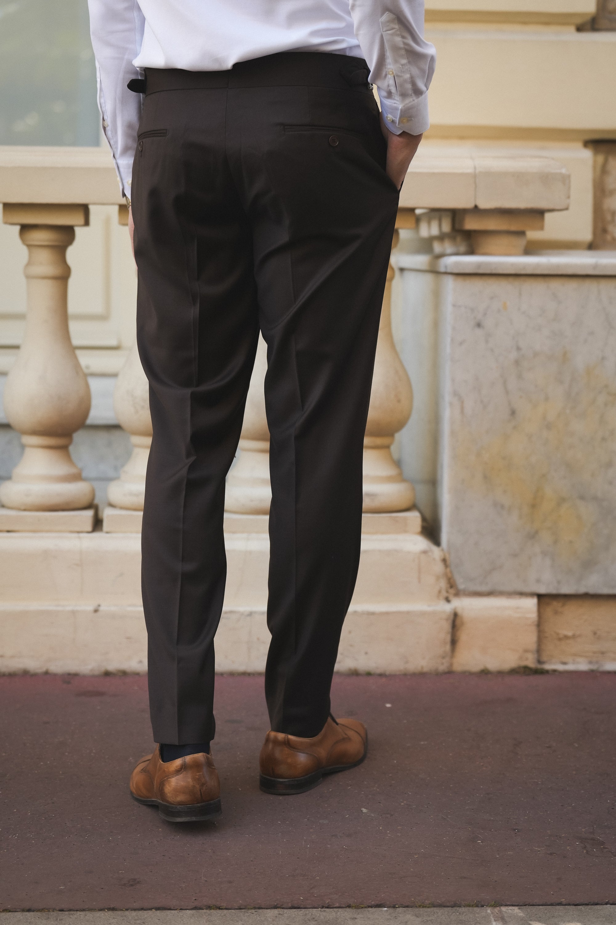 Brauner Slim-Fit Super 130’s Wollanzug mit Einreiher