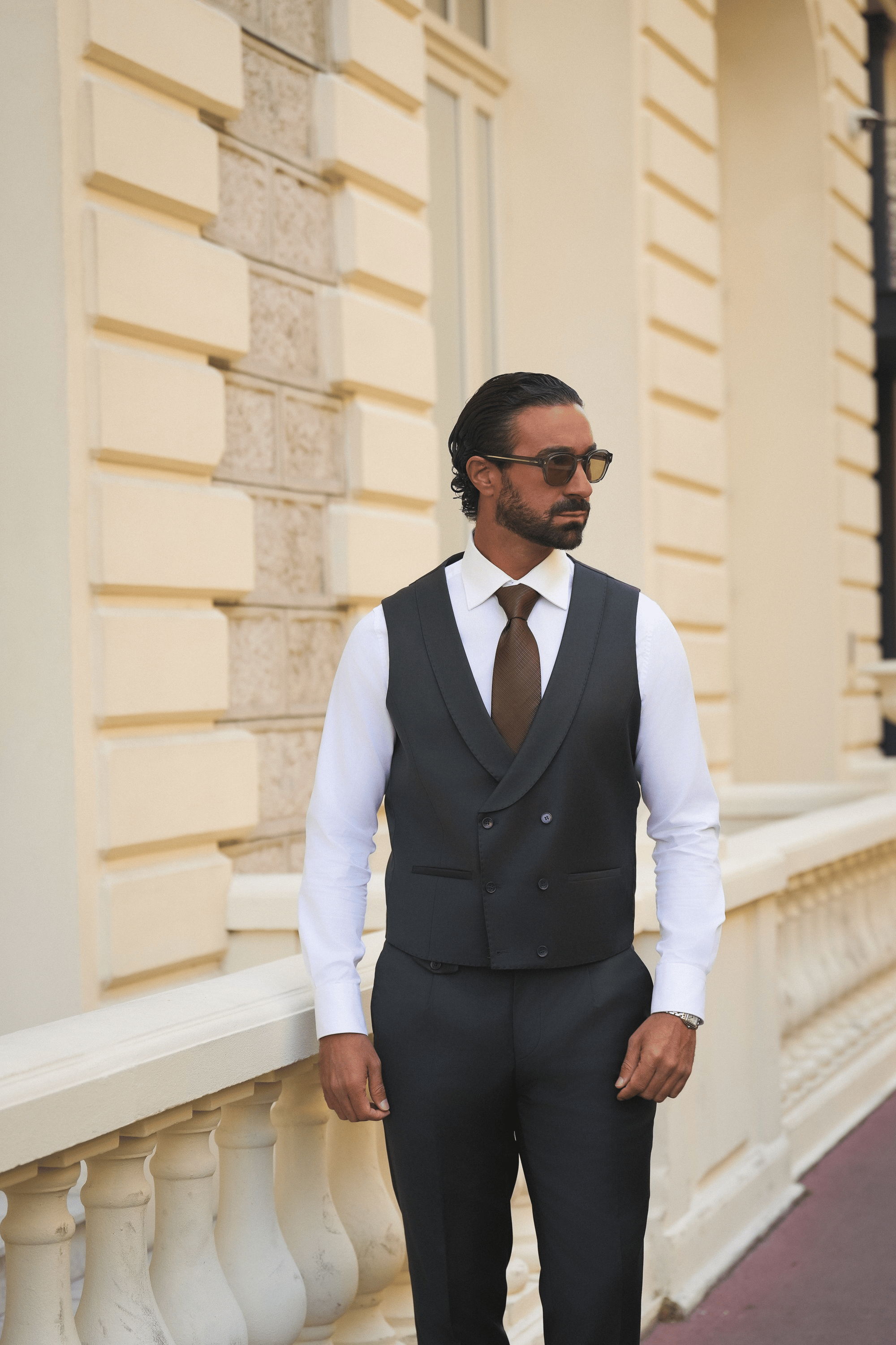 Dunkelgrüner Slim-Fit Super 130’s Wollanzug mit Einreiher