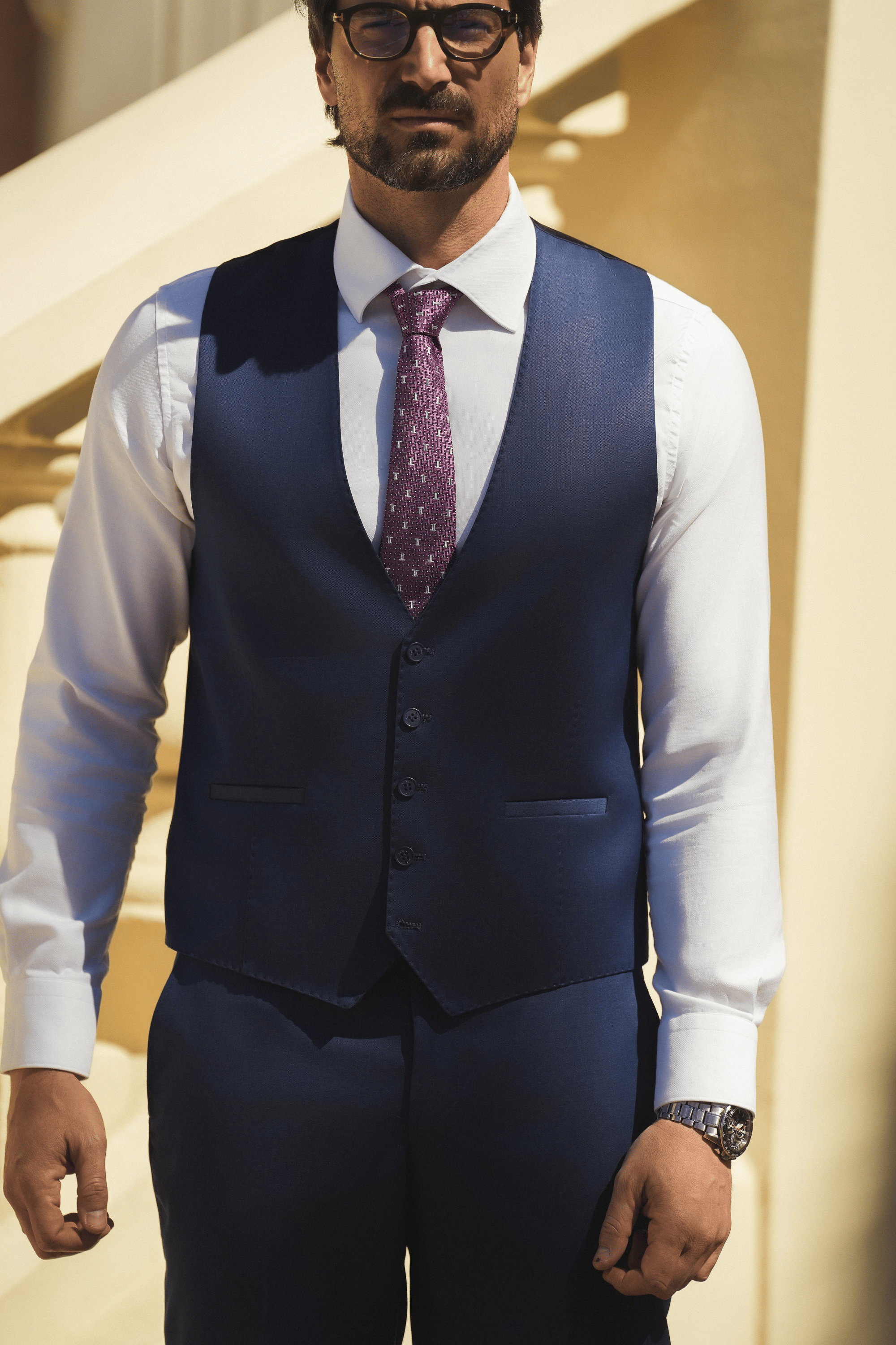 Navy Slim Fit Super 130’s Wool Single Breasted Suit