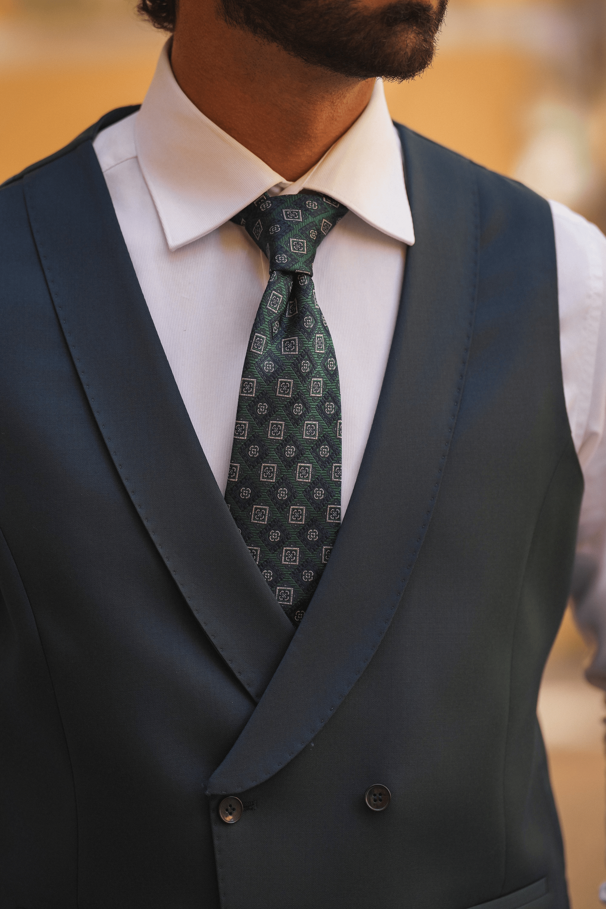 Dark Green Slim-Fit Super 130’s Wool Suit with Single-Breasted Jacket
