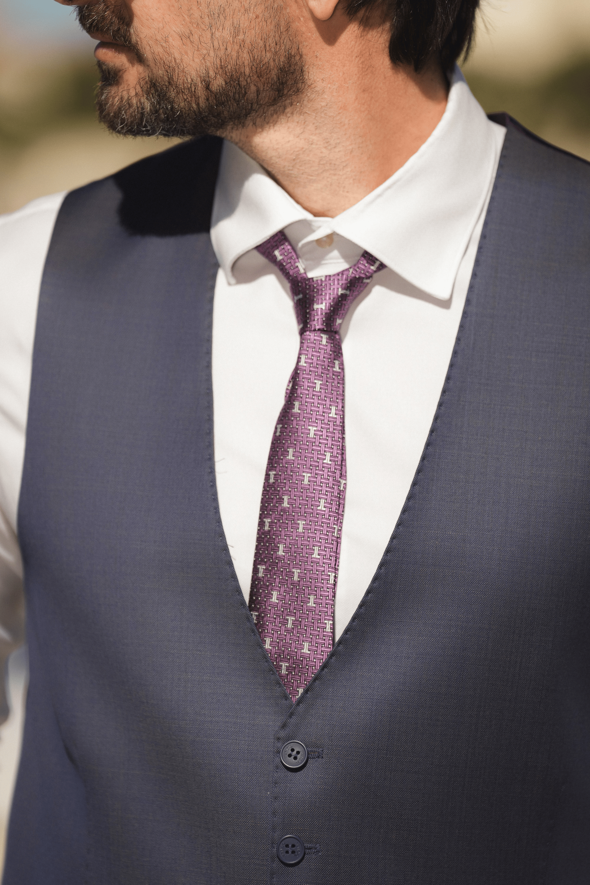 Violetter Slim-Fit Cerruti Wollanzug mit Einreiher