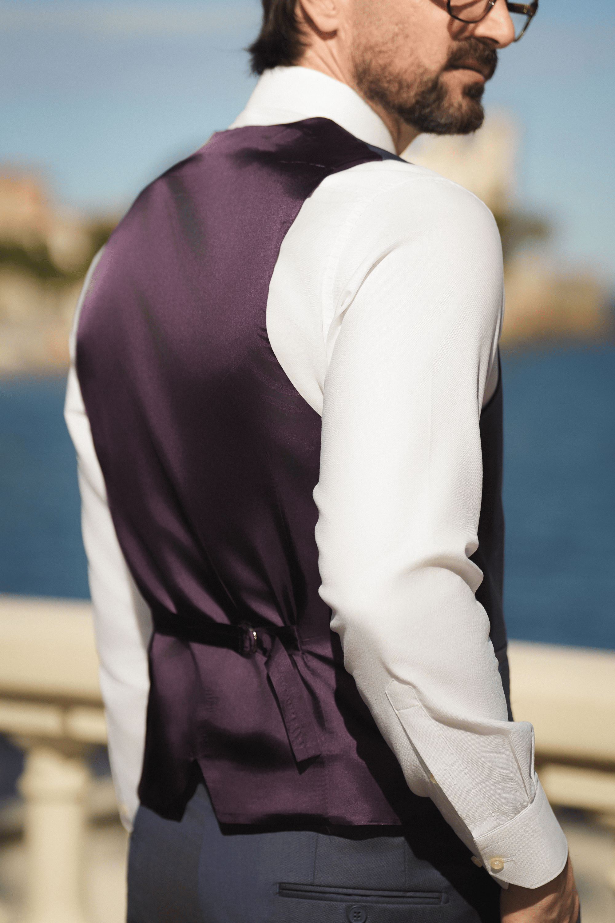 Violetter Slim-Fit Cerruti Wollanzug mit Einreiher
