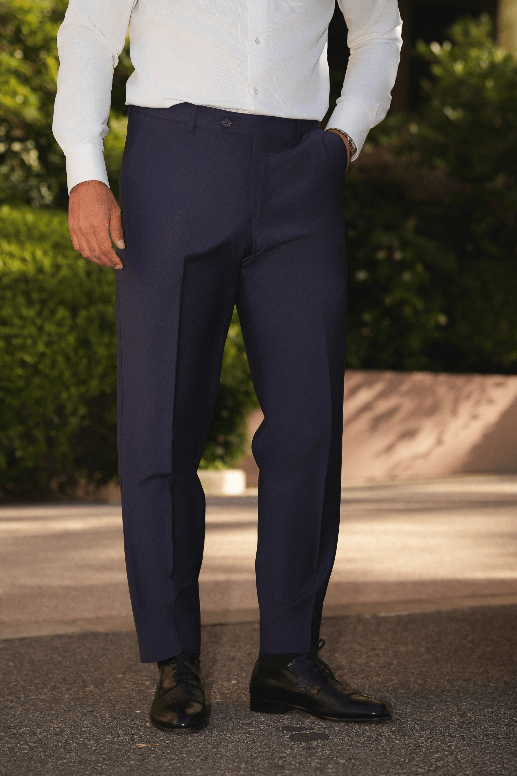 Indigoblauer Slim-Fit Cerruti Wollanzug mit Einreiher