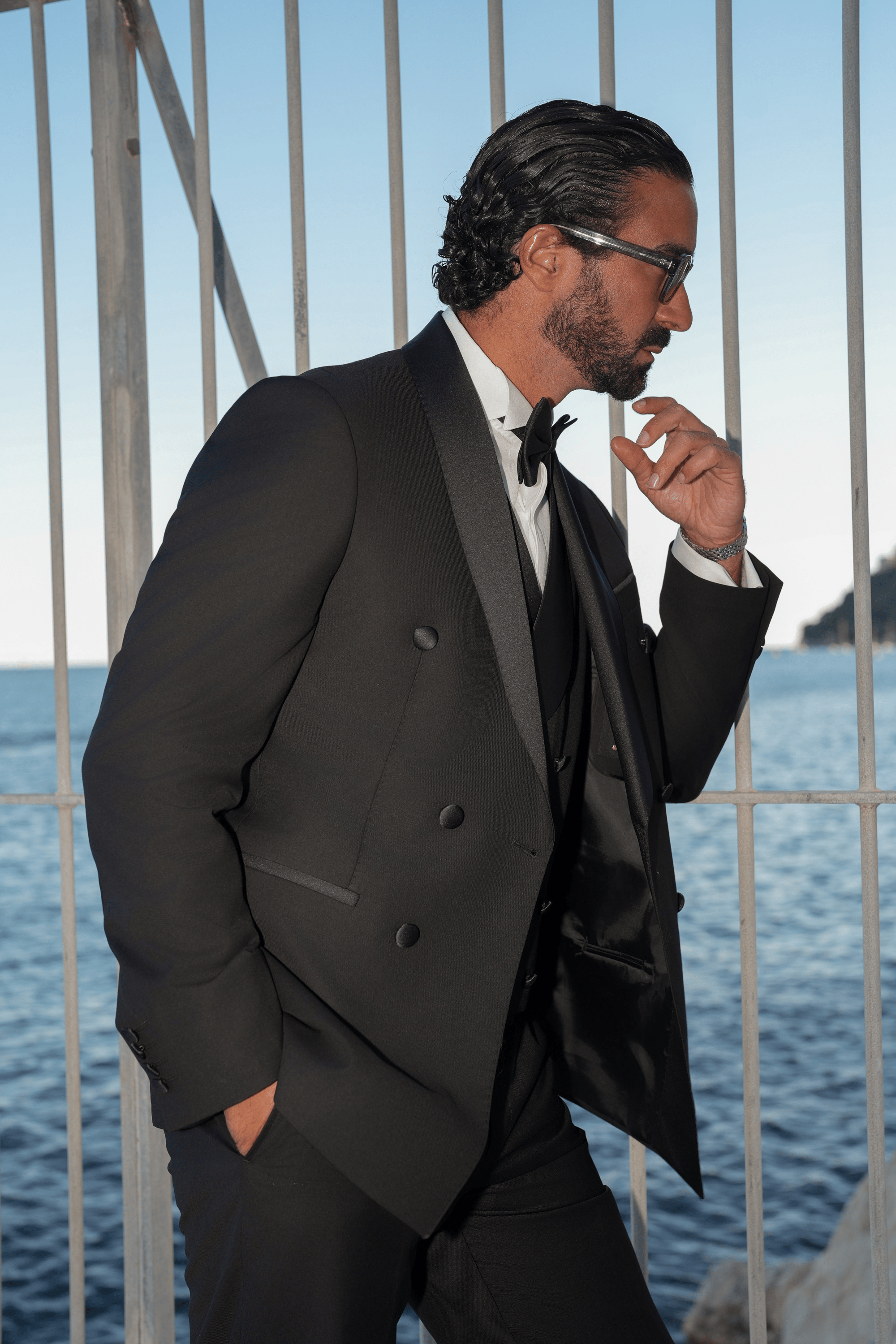 Schwarzer Slim-Fit Cerruti Super 160’s Wollanzug mit Zweireiher