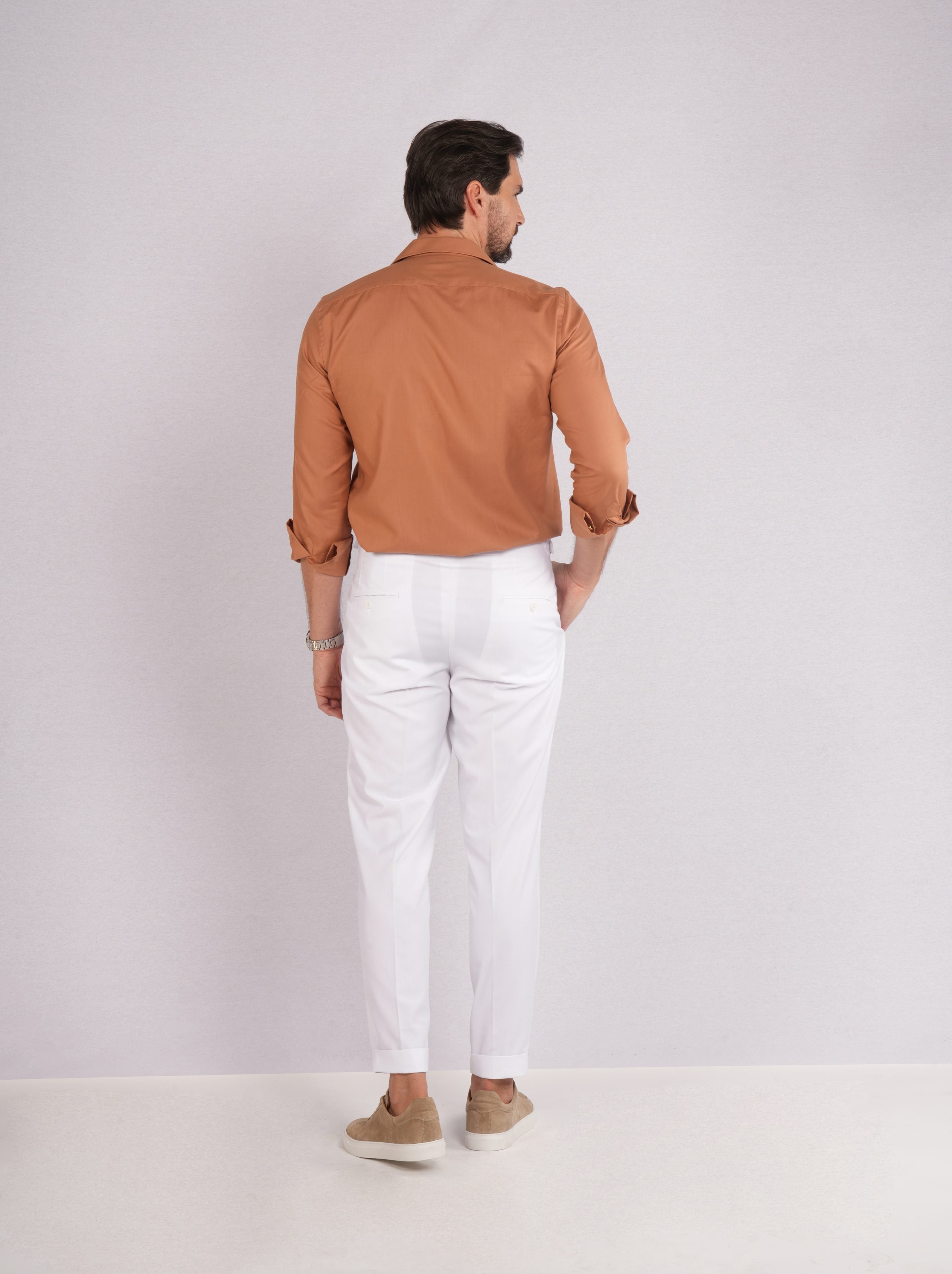 Orange Baumwoll-Safari-Hemd