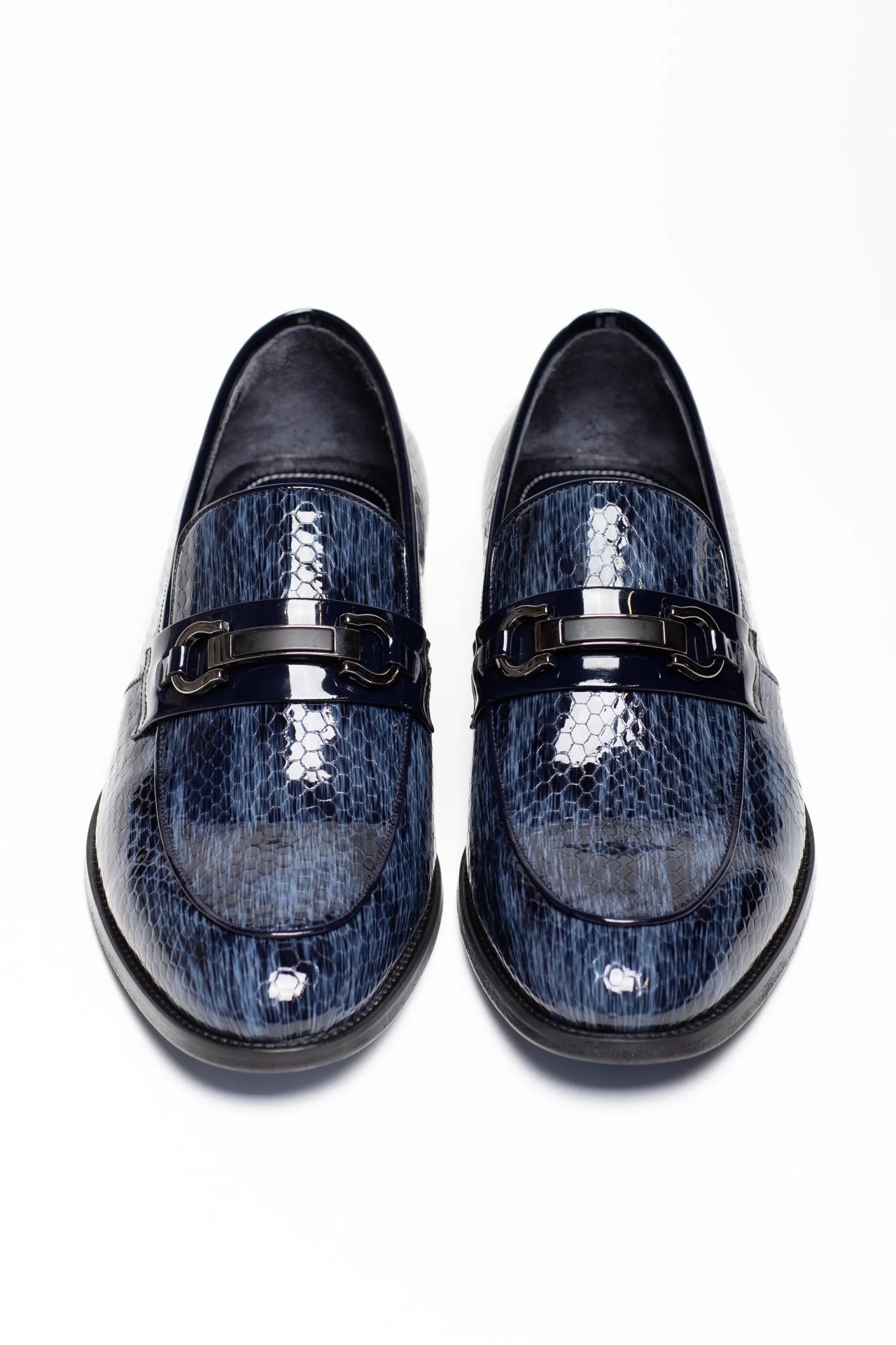 Dunkelblauer Leder-Horsebit-Loafer-Schuh