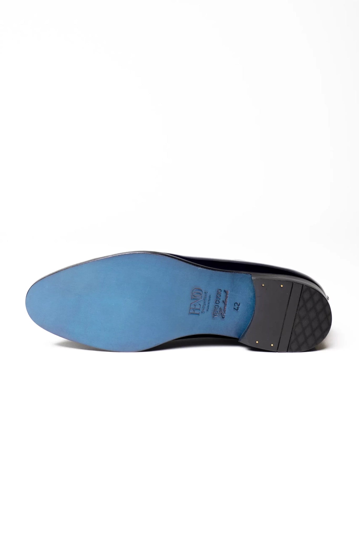 Dunkelblauer Oxford-Schuh aus Lackleder im Ganzschnitt