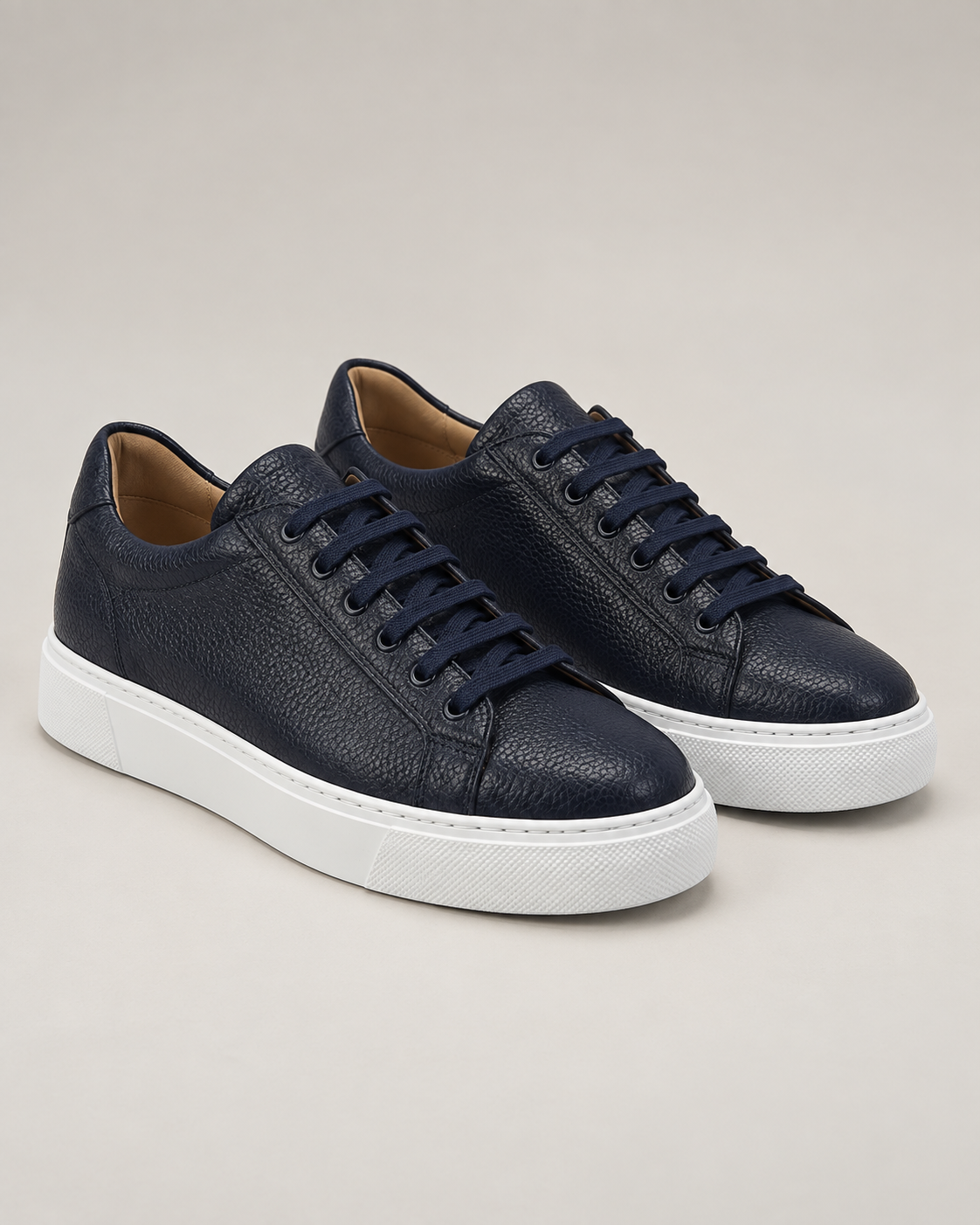 Dark blue deer leather sneakers