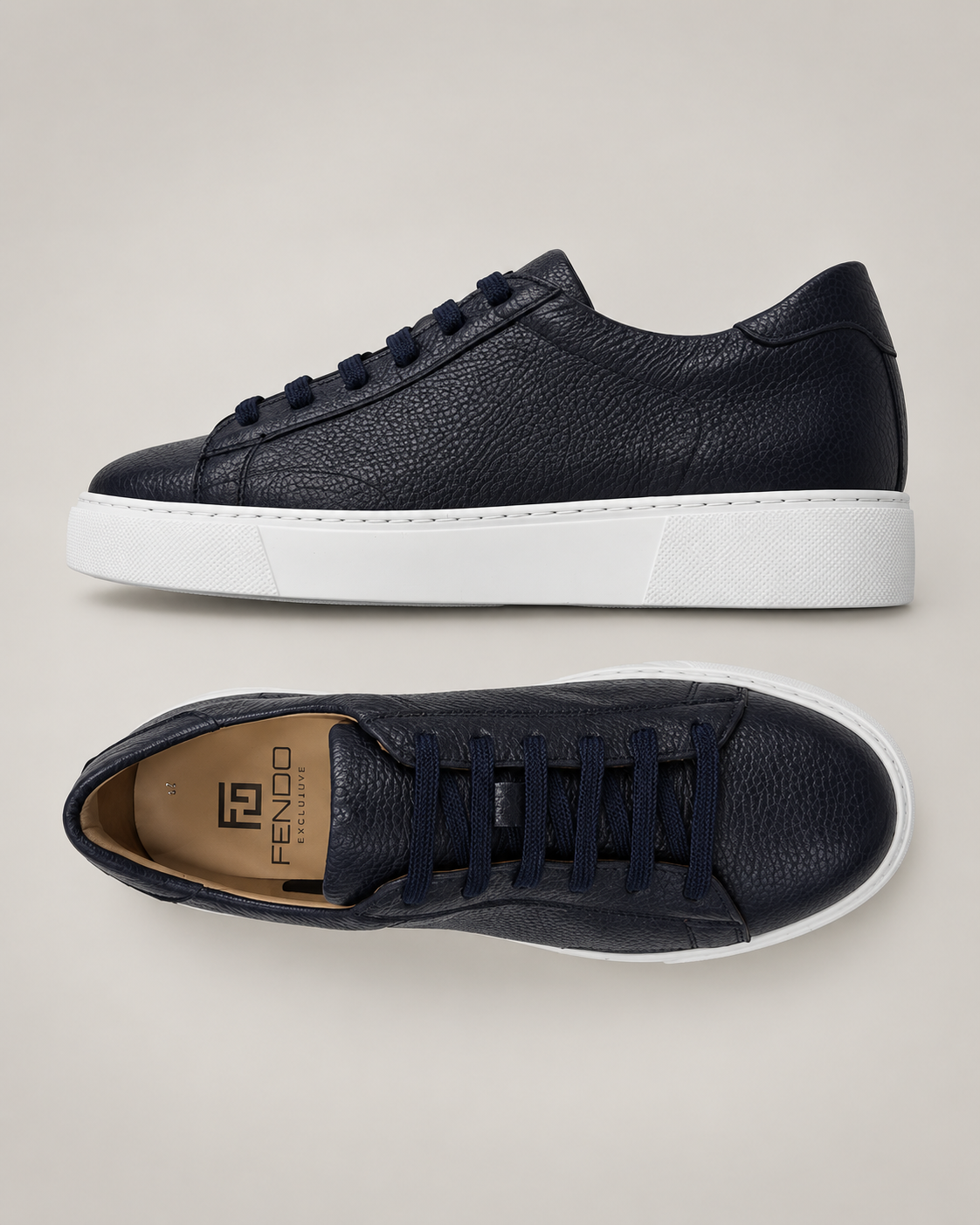 Dark blue deer leather sneakers