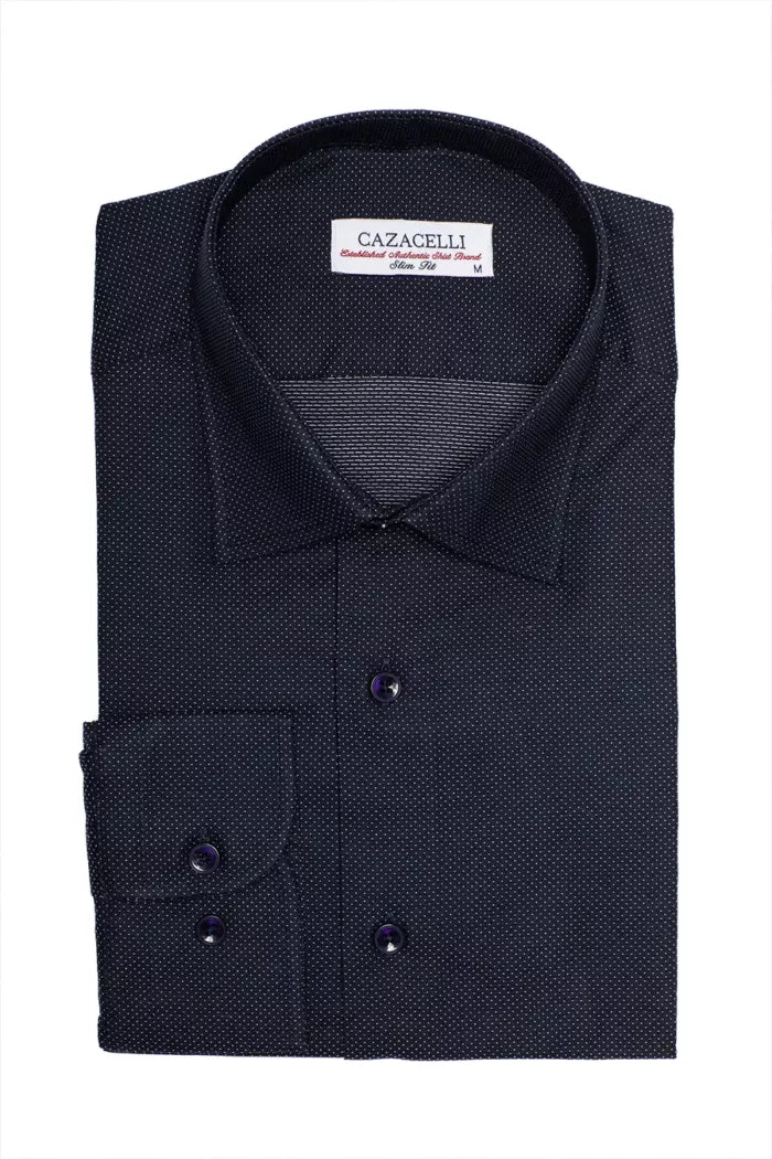 Dunkelblaues Slim Fit Baumwollhemd