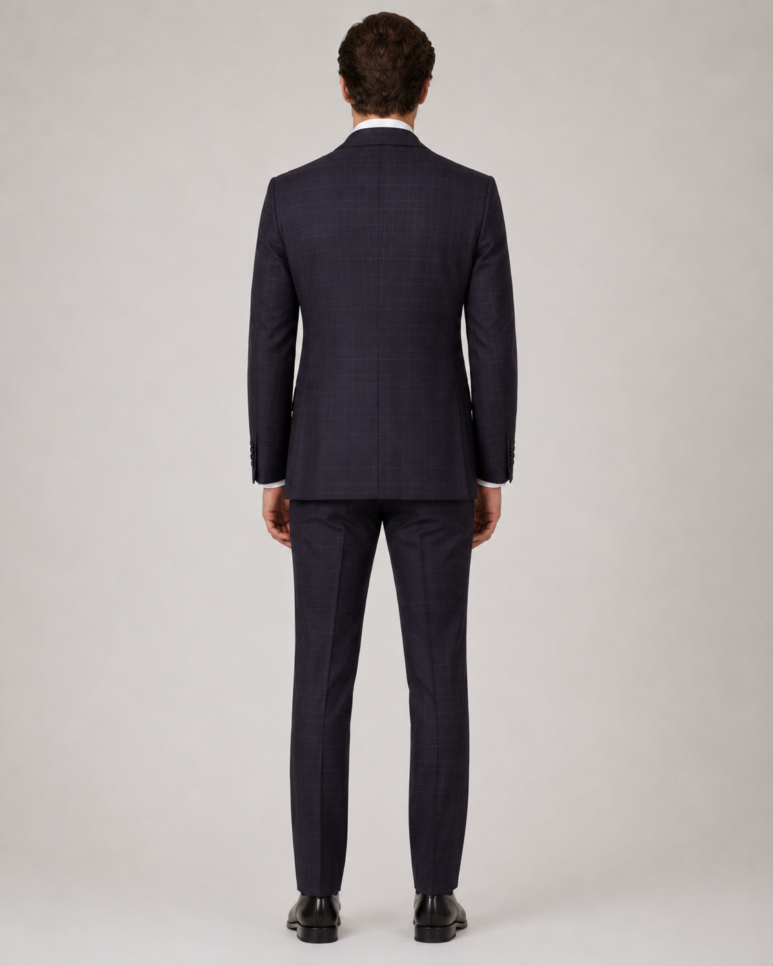 Dunkelgrafit kariert Modern Fit Einreihiger Anzug