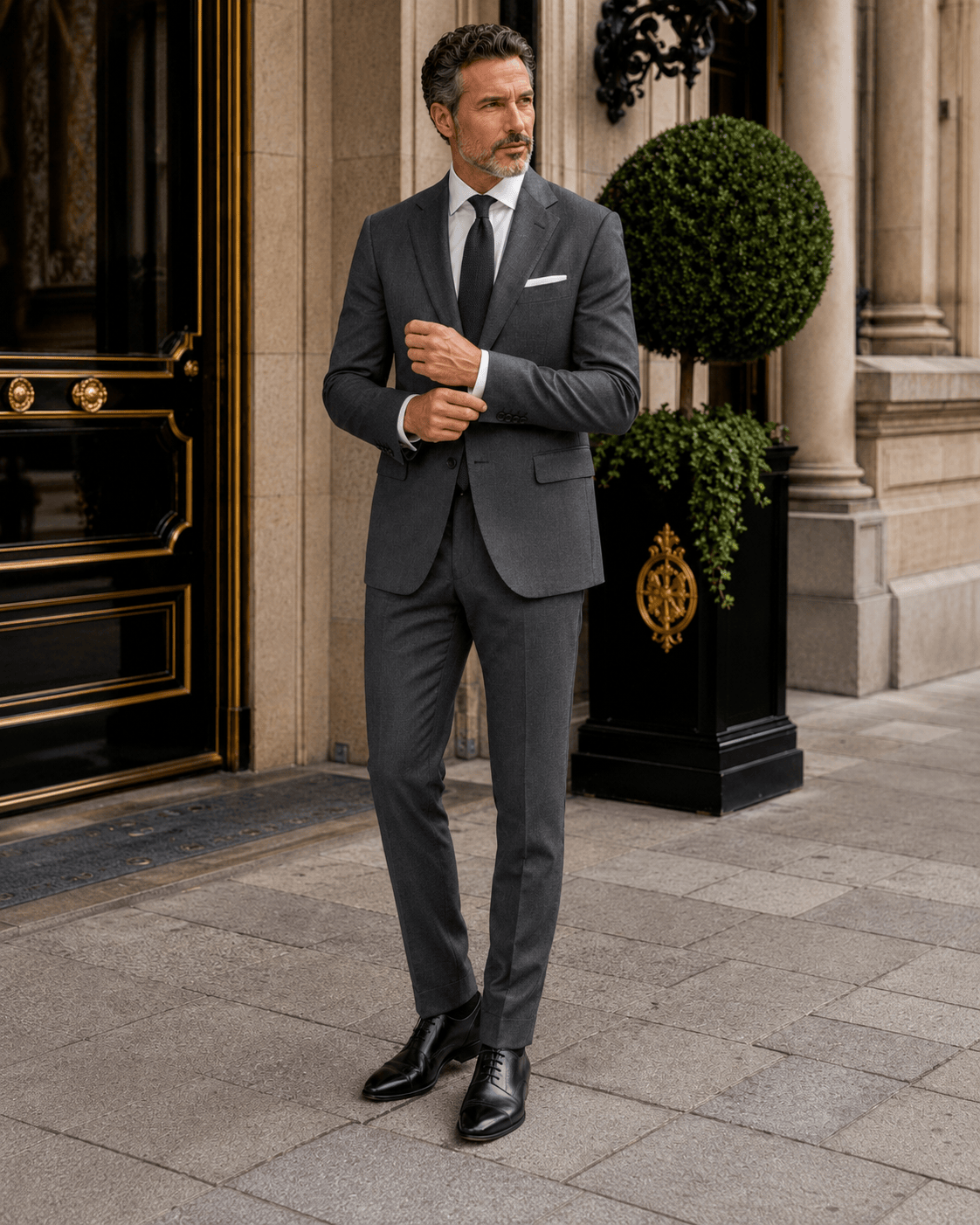 Dunkelgrauer Slim-Fit-Einreiher aus Reda-Wolle