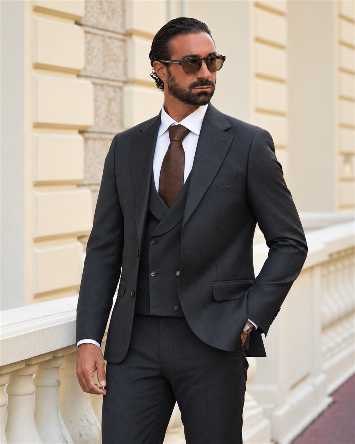 Dark Green Slim-Fit Super 130’s Wool Suit with Single-Breasted Jacket