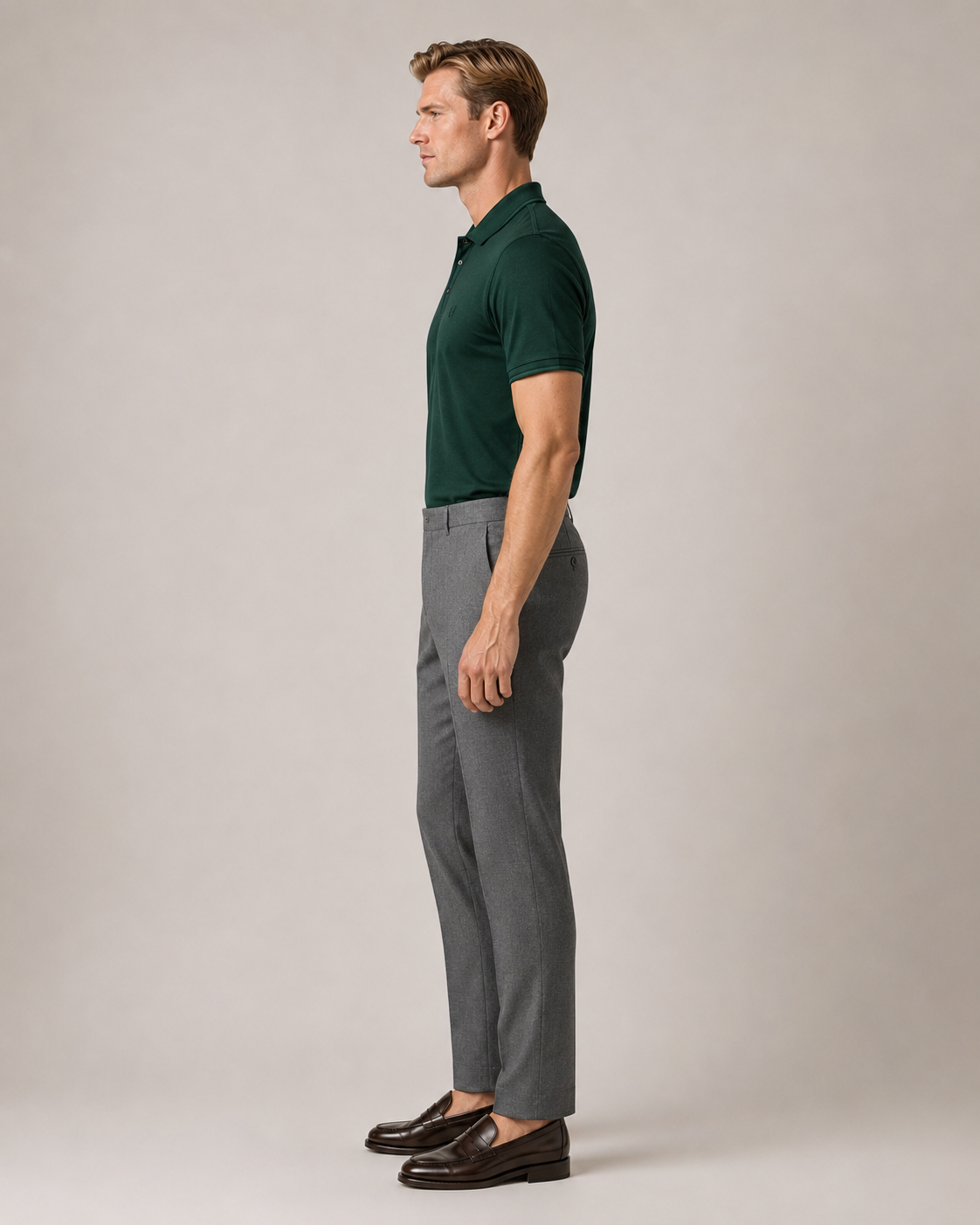 Dunkelgrünes Polo-Shirt aus Baumwolle