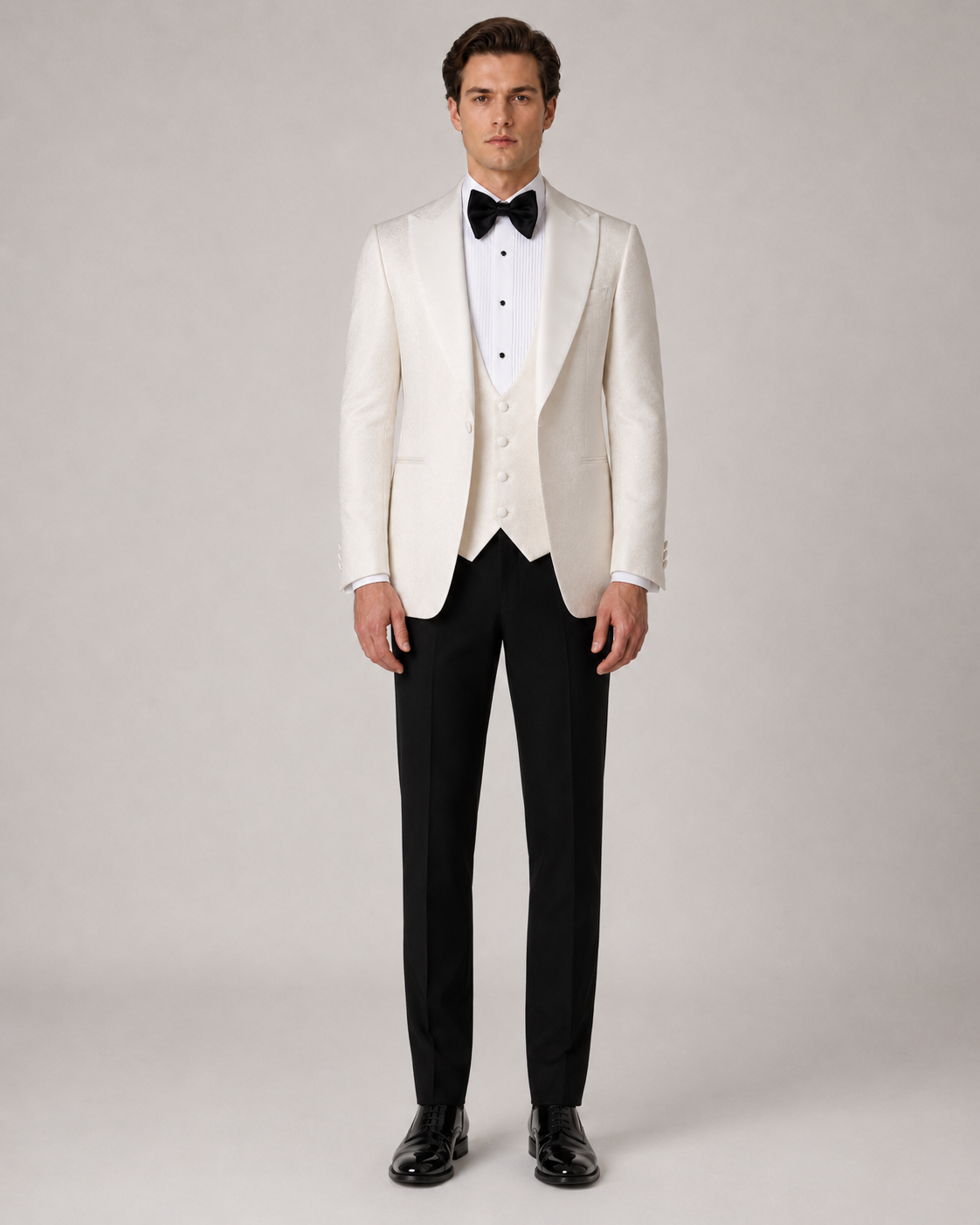 Elfenbein Slim Fit Einreihiger Smokinganzug
