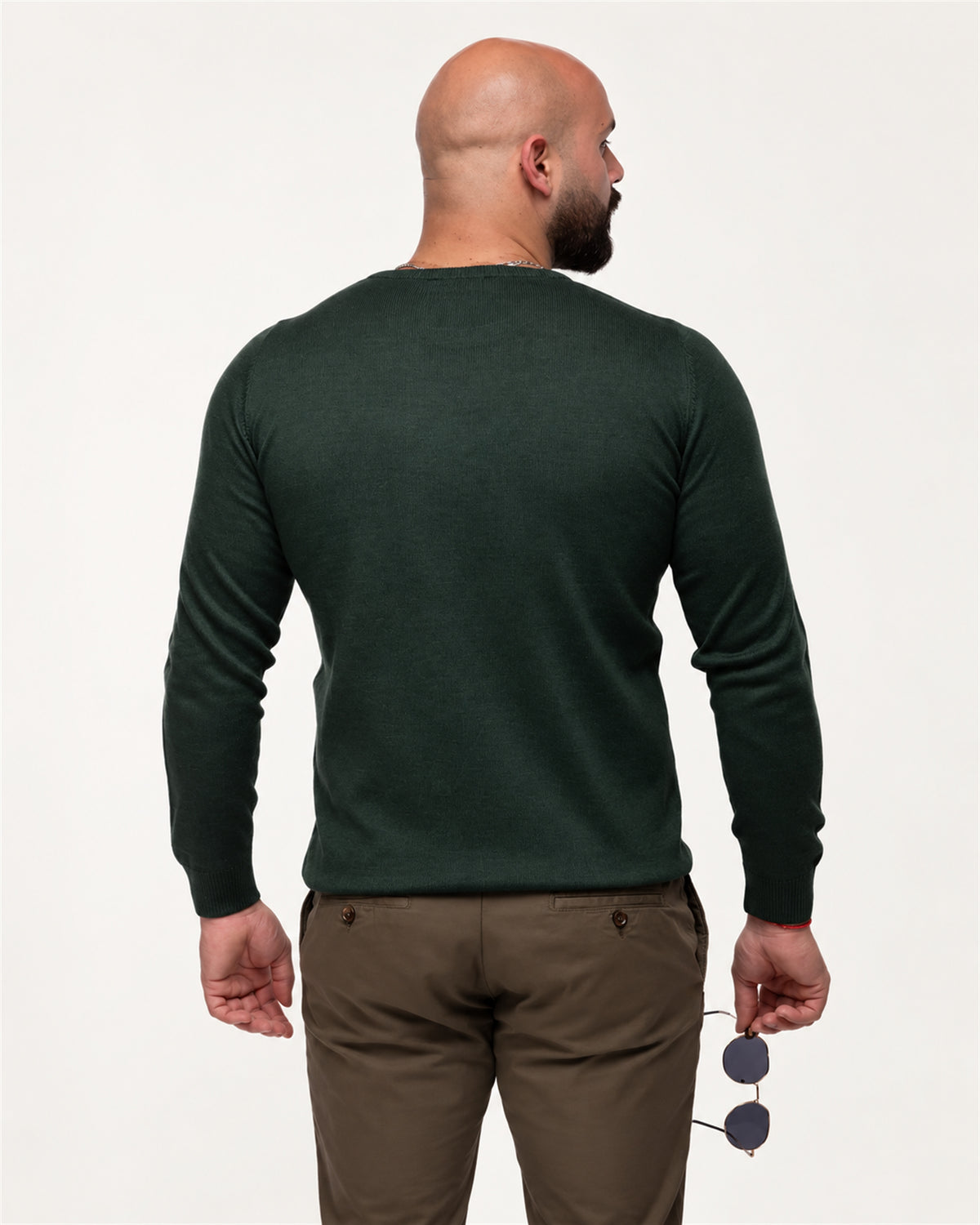 English Klassischer Pullover mit Rundhalsausschnitt in Grün