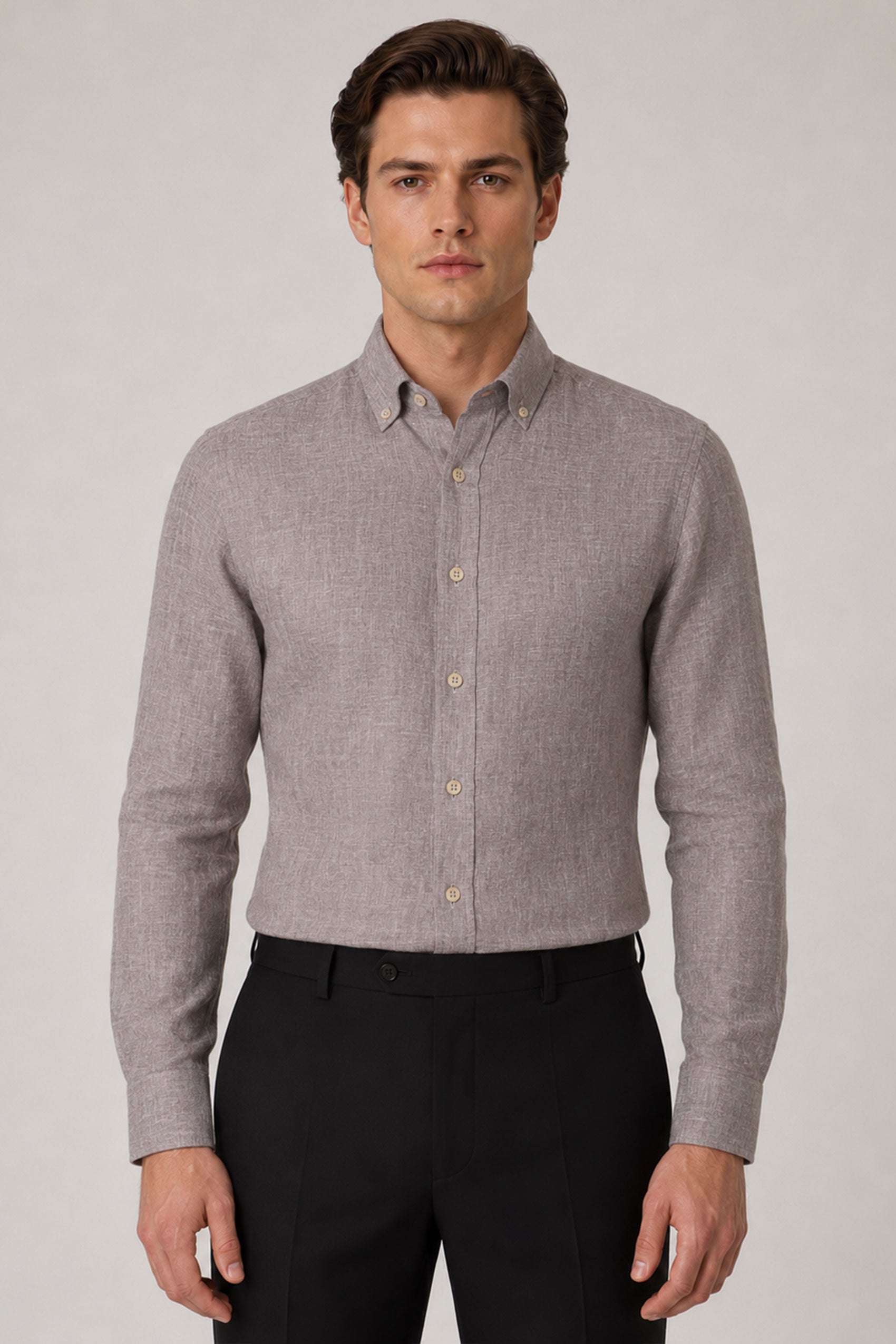 Graues Slim Fit Hemd aus Twill