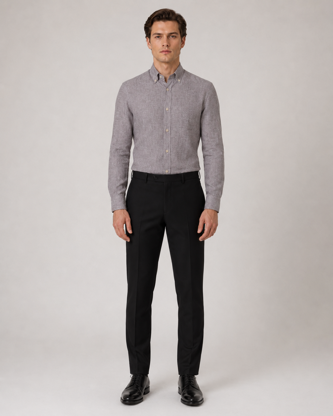 Graues Slim Fit Hemd aus Twill