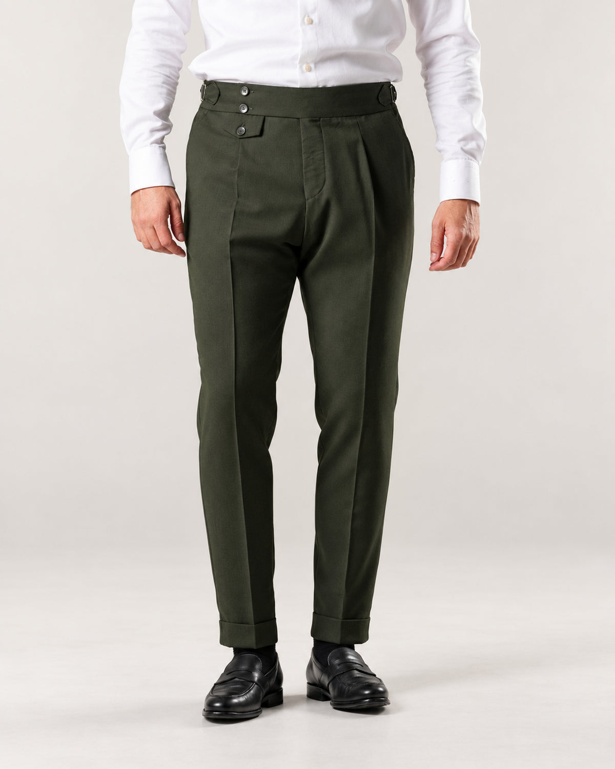Grüner Slim-Fit-Zweireiher aus Wolle