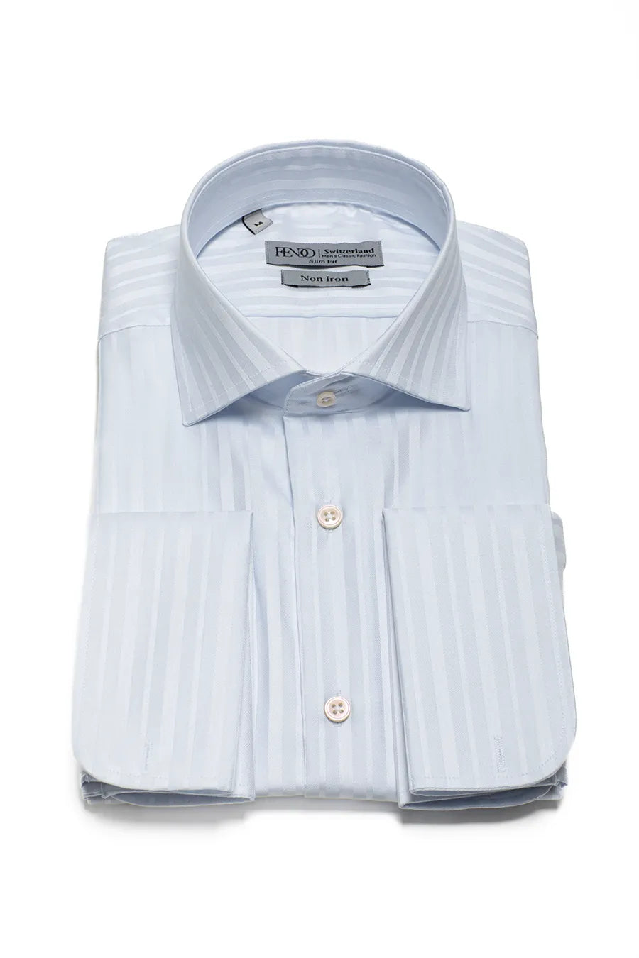 Hellblaues Slim Fit Hemd aus gestreifter Baumwolle