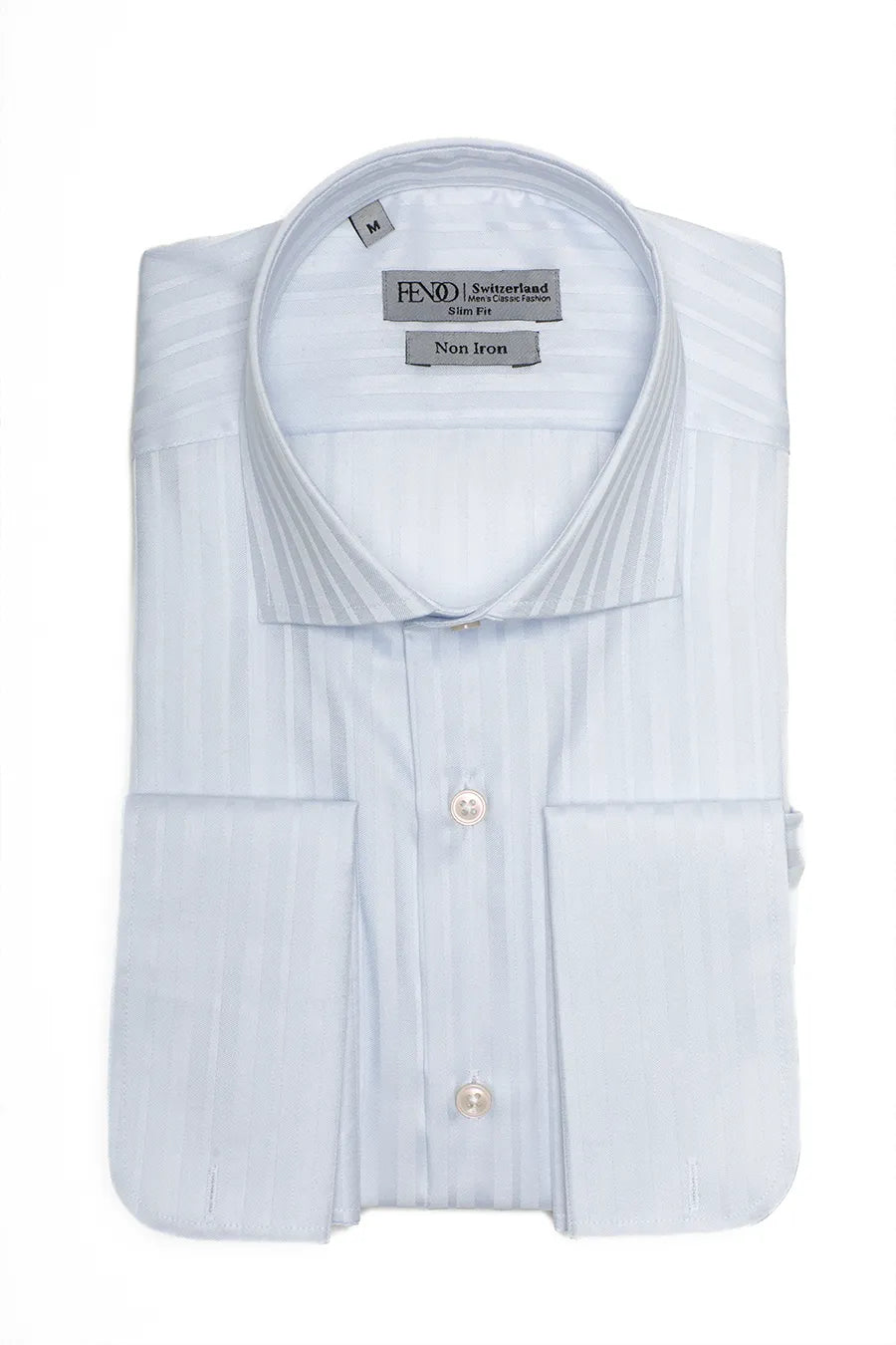 Hellblaues Slim Fit Hemd aus gestreifter Baumwolle