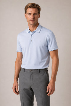Helles Blaues Baumwolle-Polo-Shirt